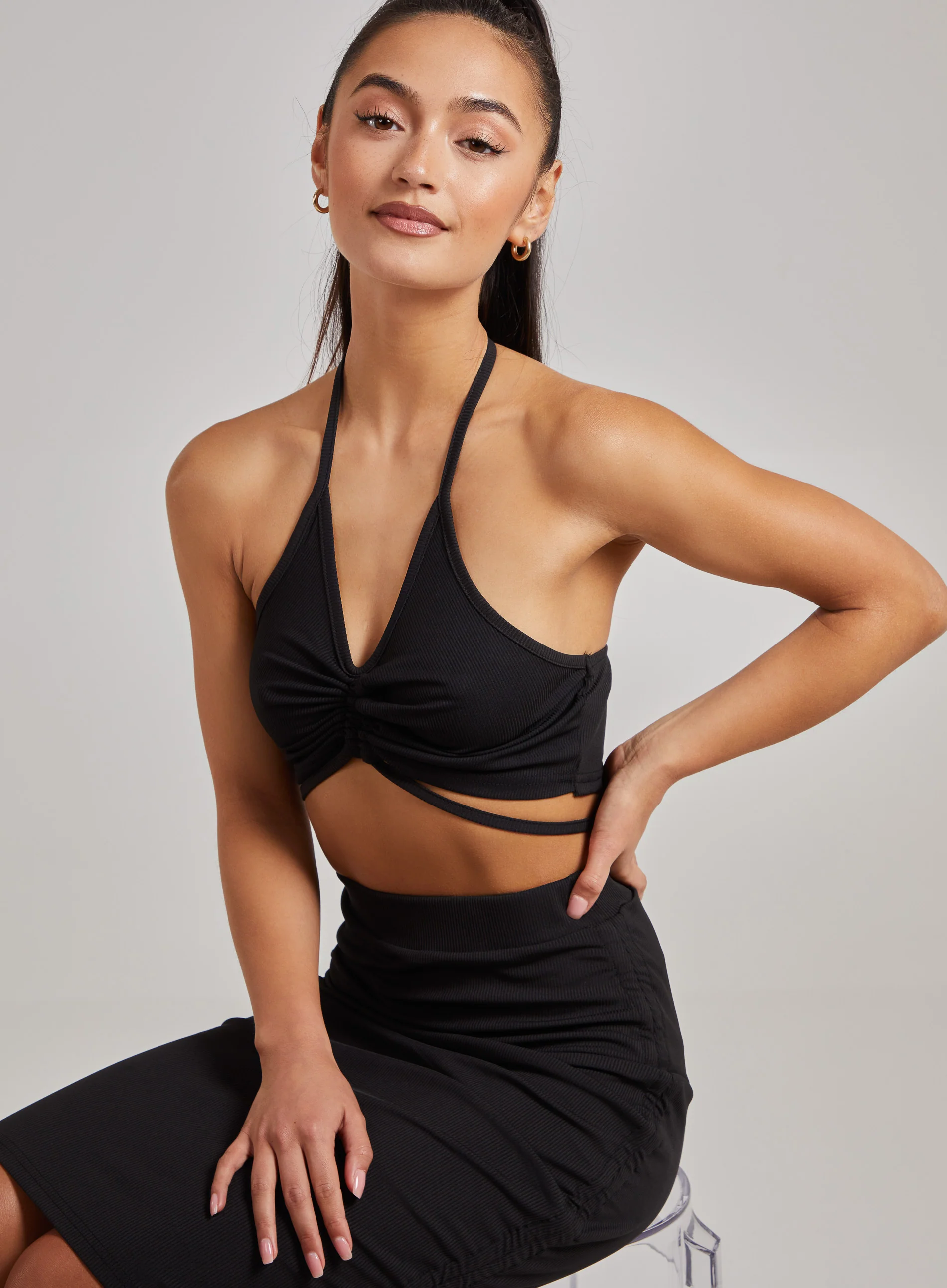 Ruched Ribbed Crop Top - Image 5
