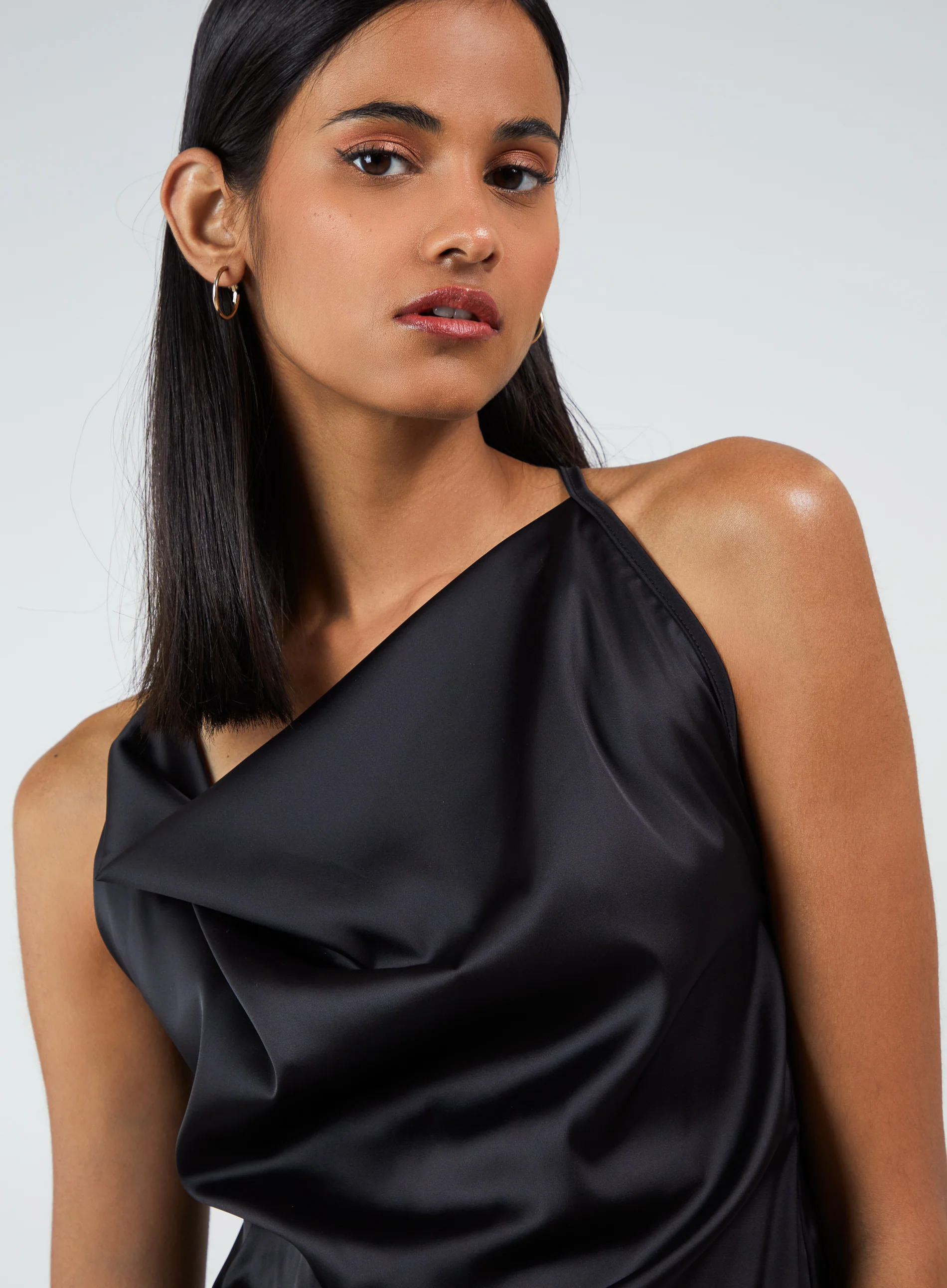 Satin Cowl Neck Mini Dress - Image 4