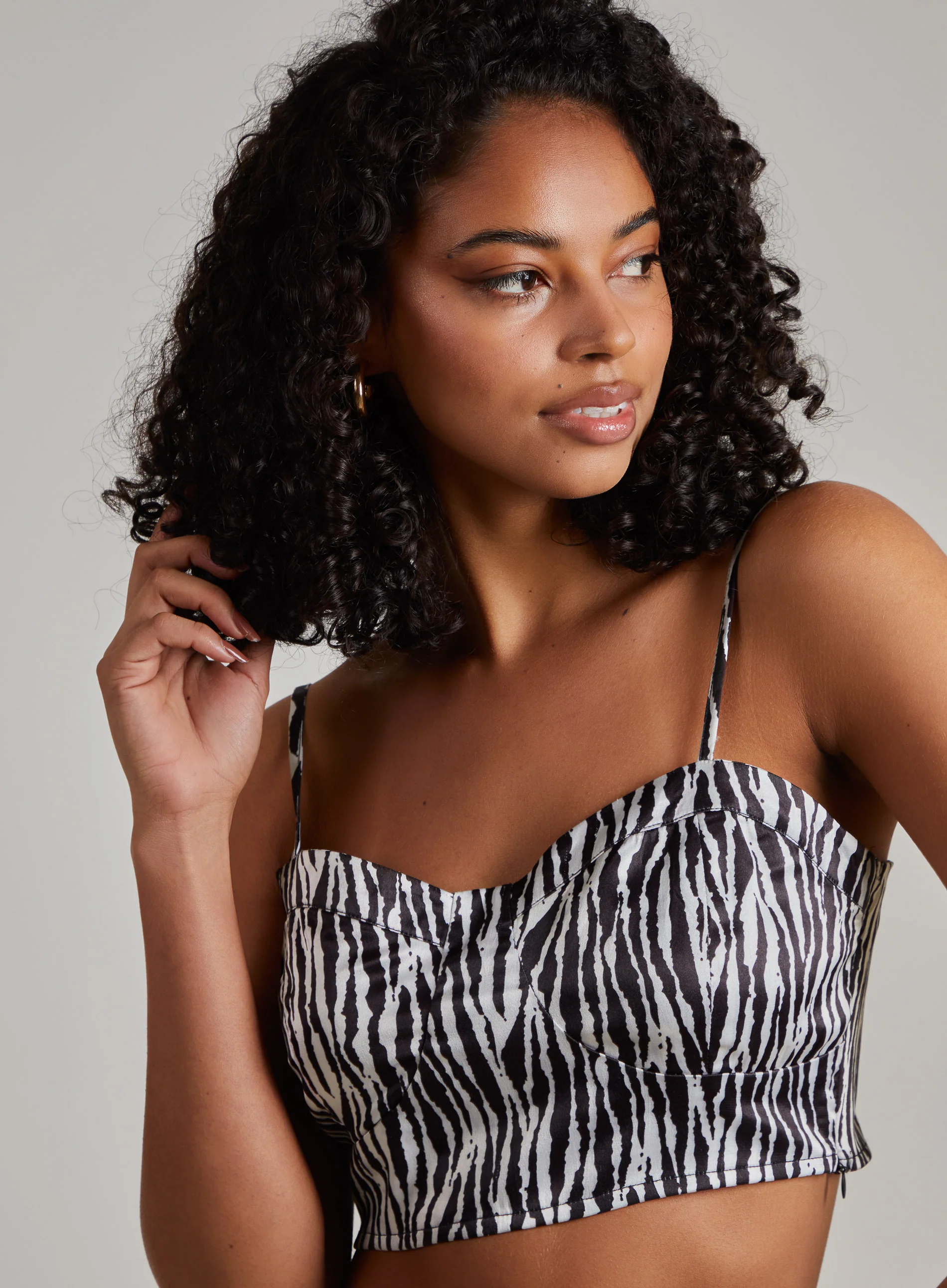 Satin Cropped Zebra Bralette - Image 4