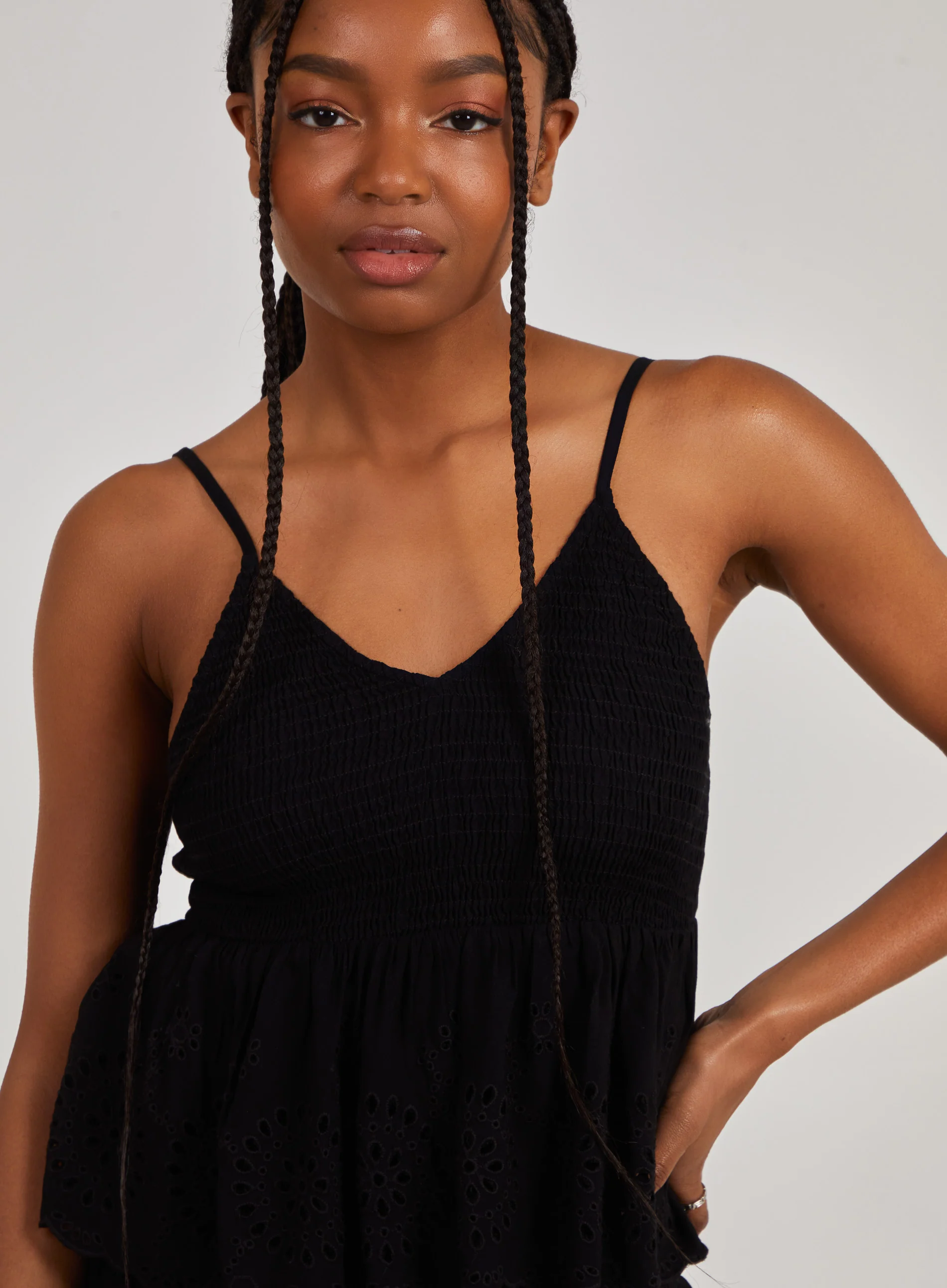 Shirred Broderie Crop Top - Image 3