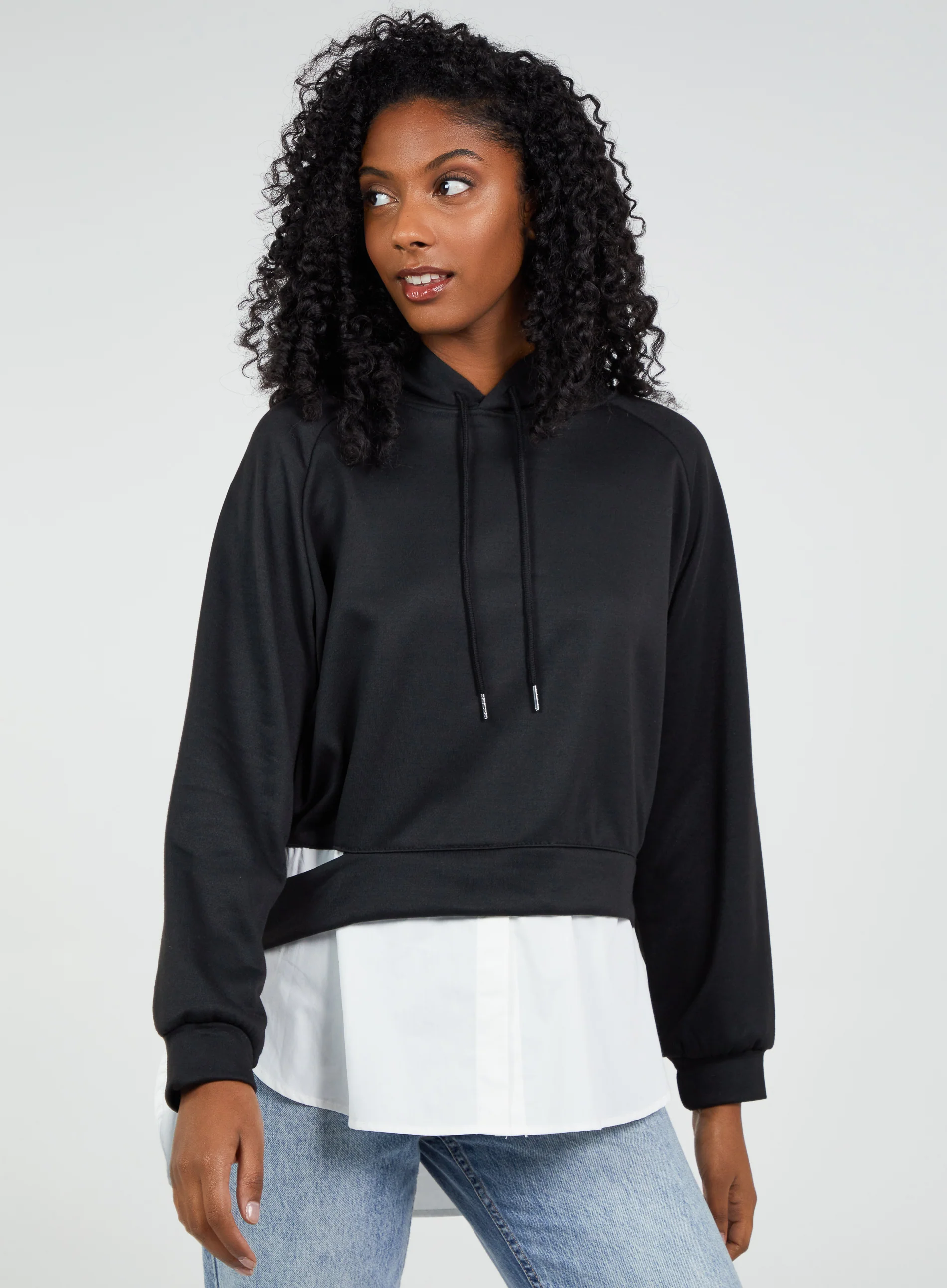 Shirt Hem Crop Hoodie - Image 3