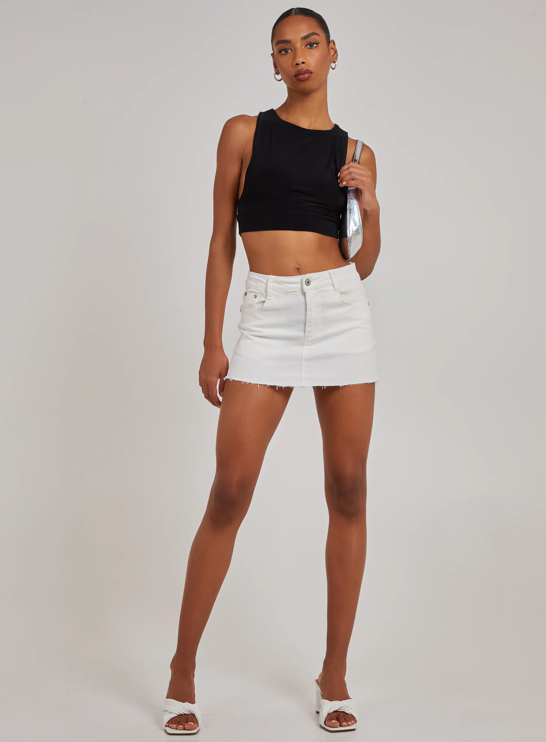 Sleeveless Slinky Crop Top - Image 2