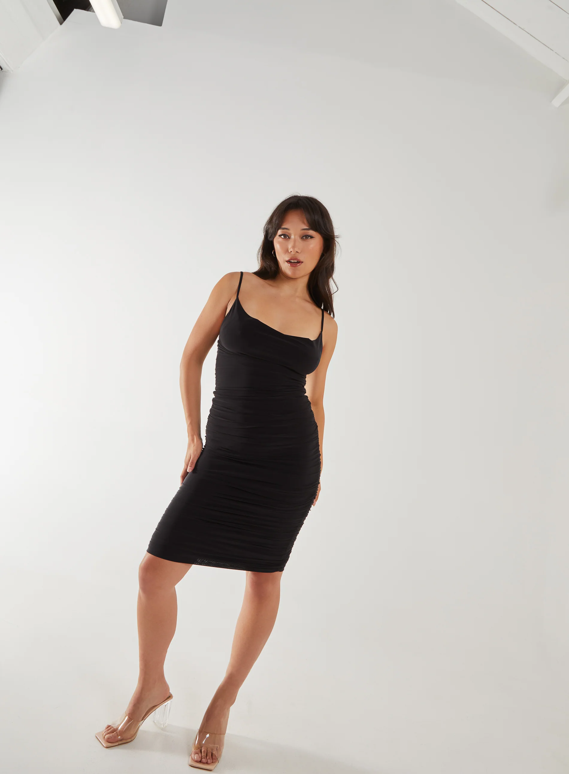 Slinky Cowl Neck Midi Dress - Image 3