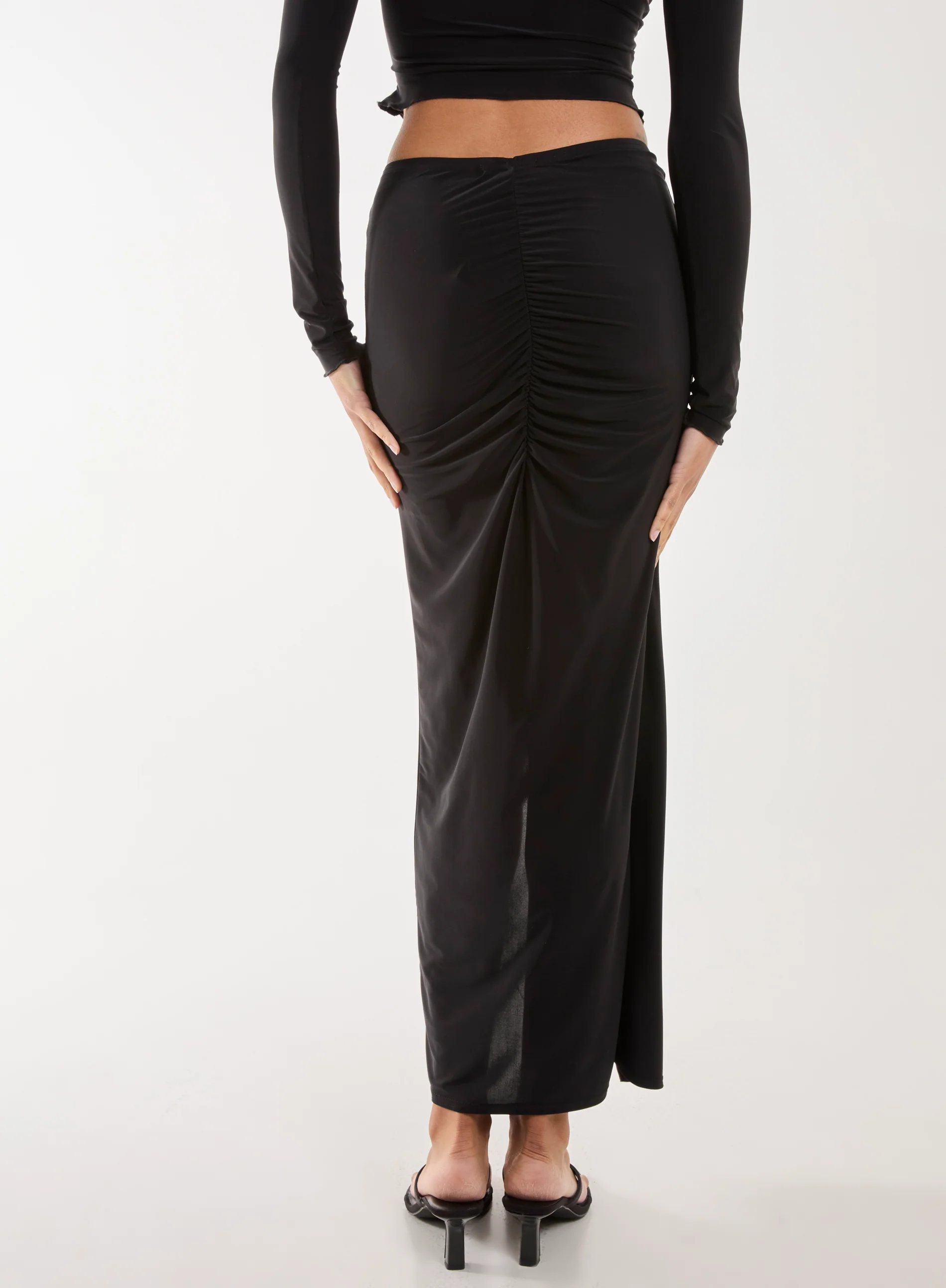 Slinky Ruched Maxi Skirt - Image 4