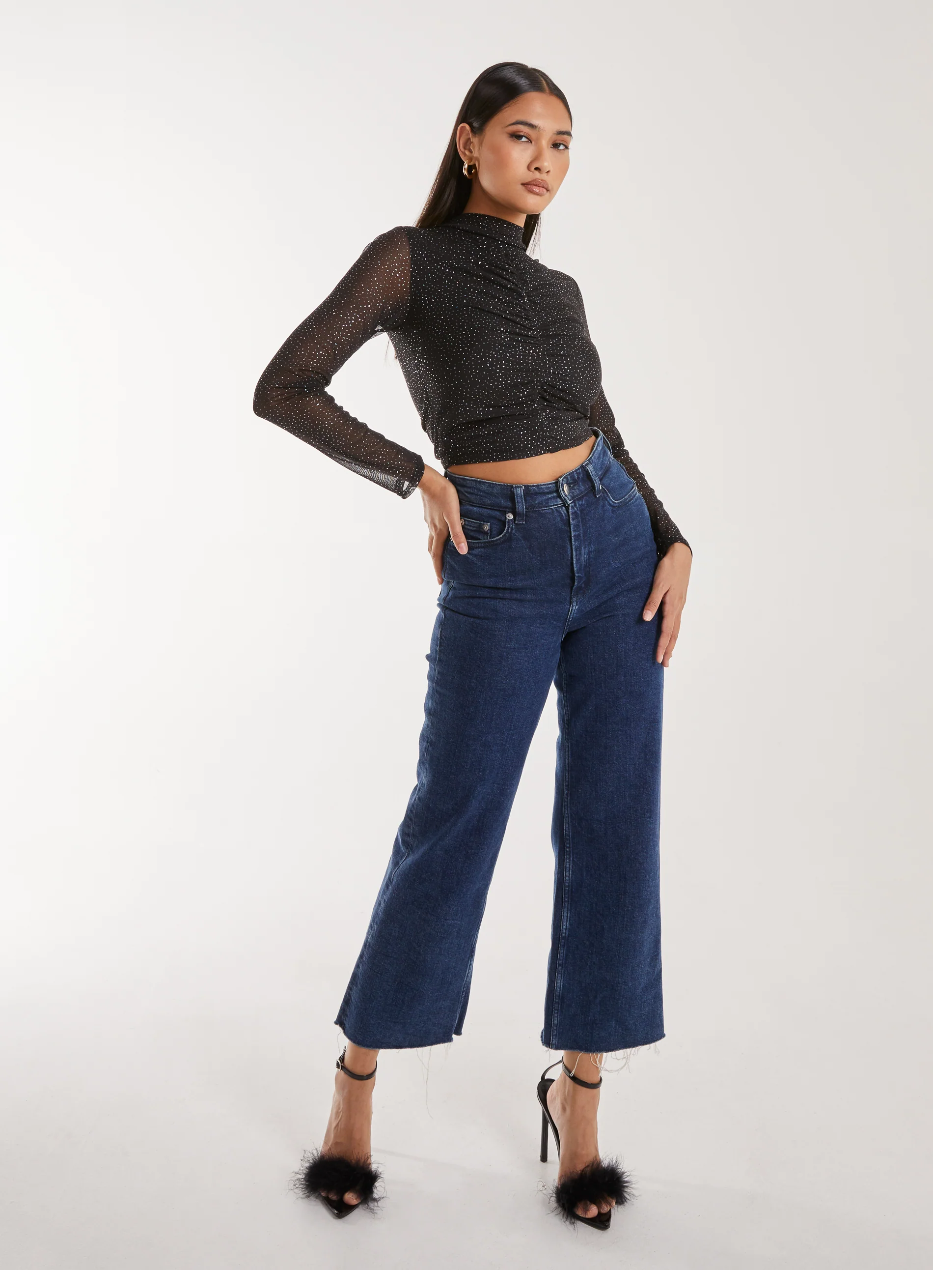 Sparkle Long Sleeve Mesh Top - Image 2