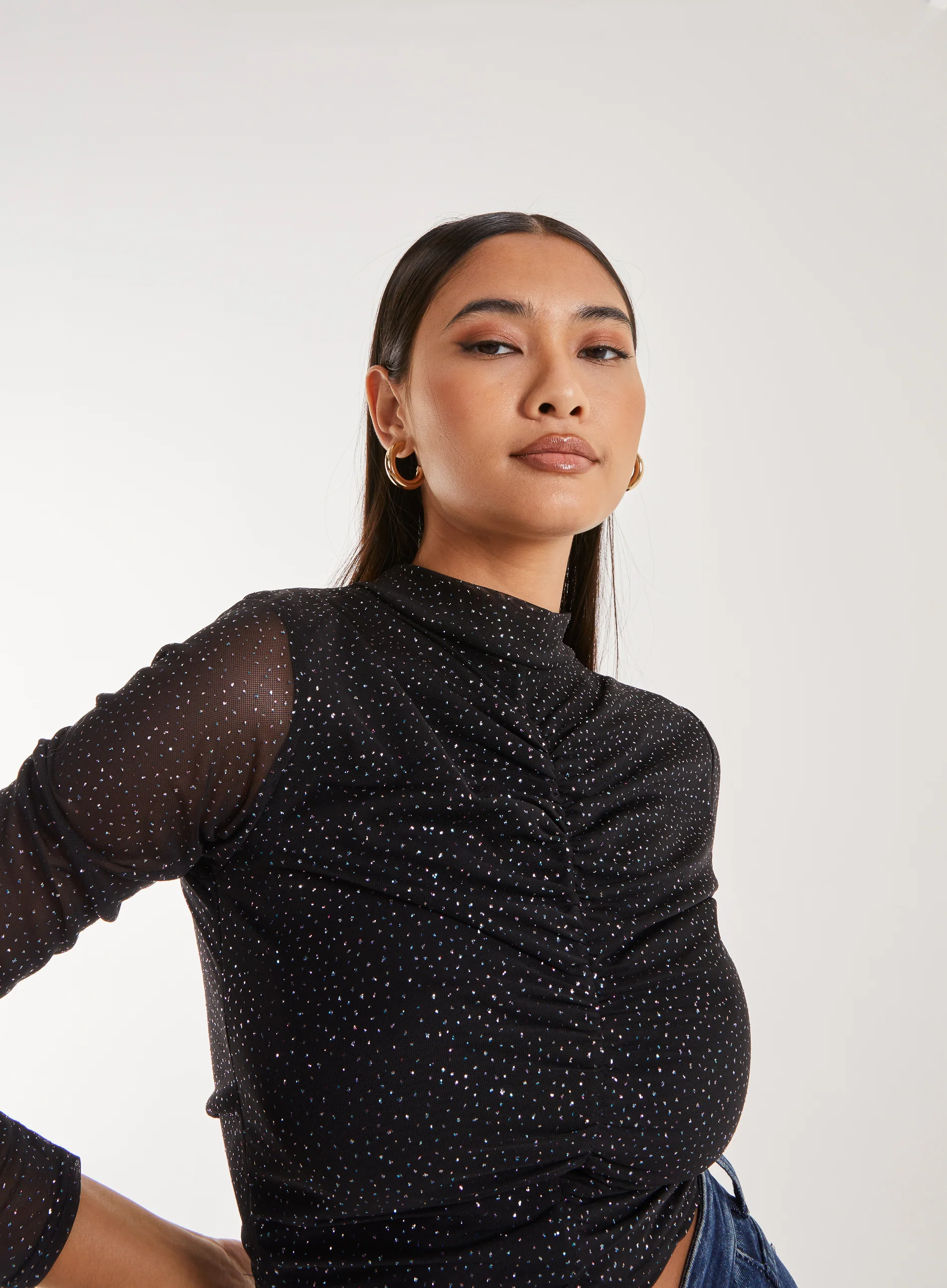 Sparkle Long Sleeve Mesh Top - Image 3