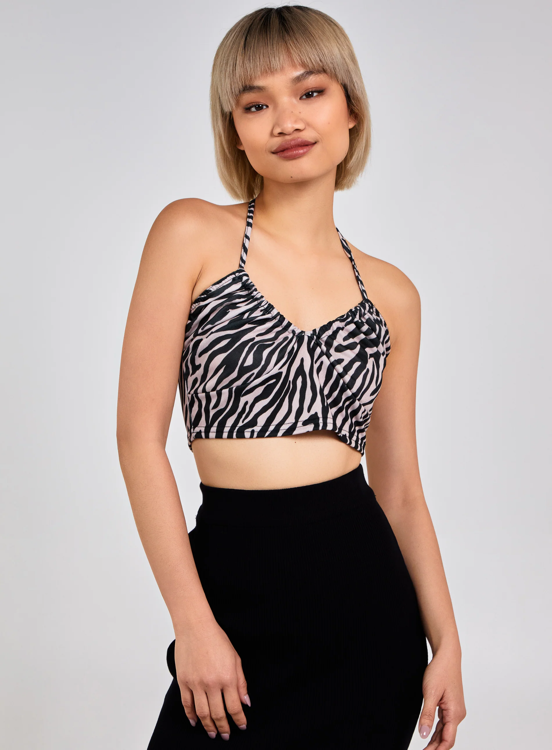 Zebra Print Halter Neck Top