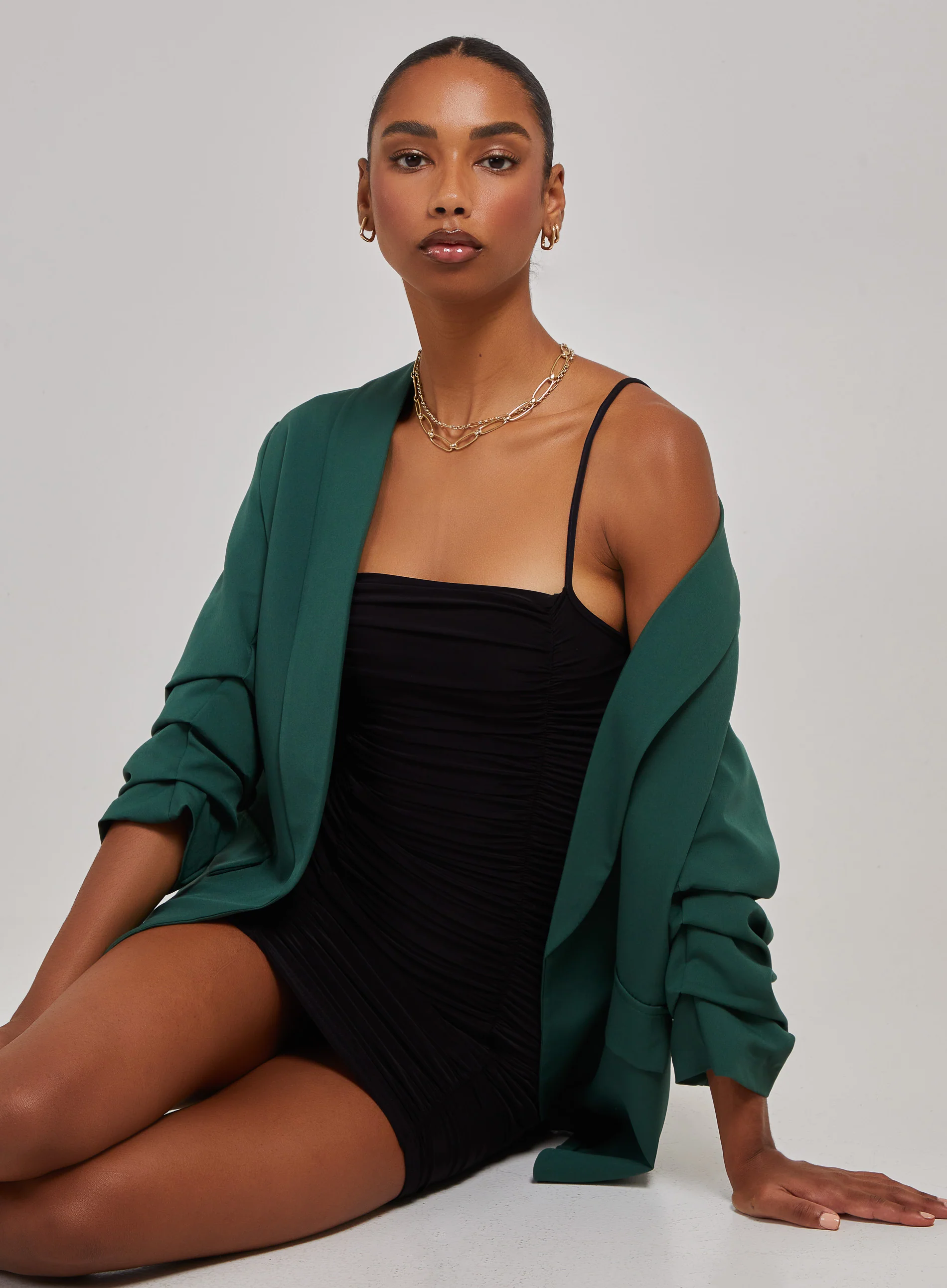 Strappy Gathered Slinky Mini Dress - Image 4