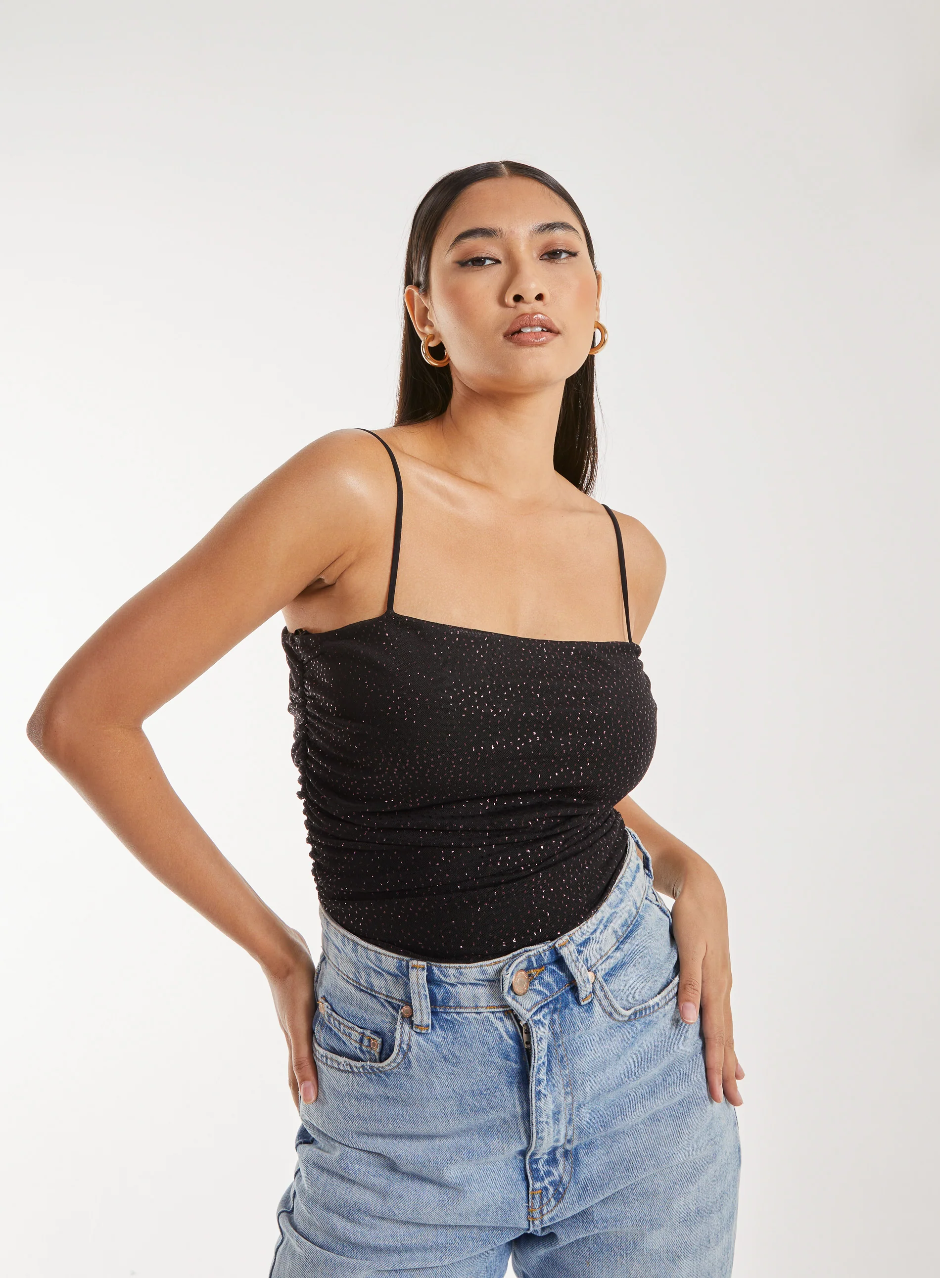 Strappy Sparkle Mesh Bodysuit - Image 3