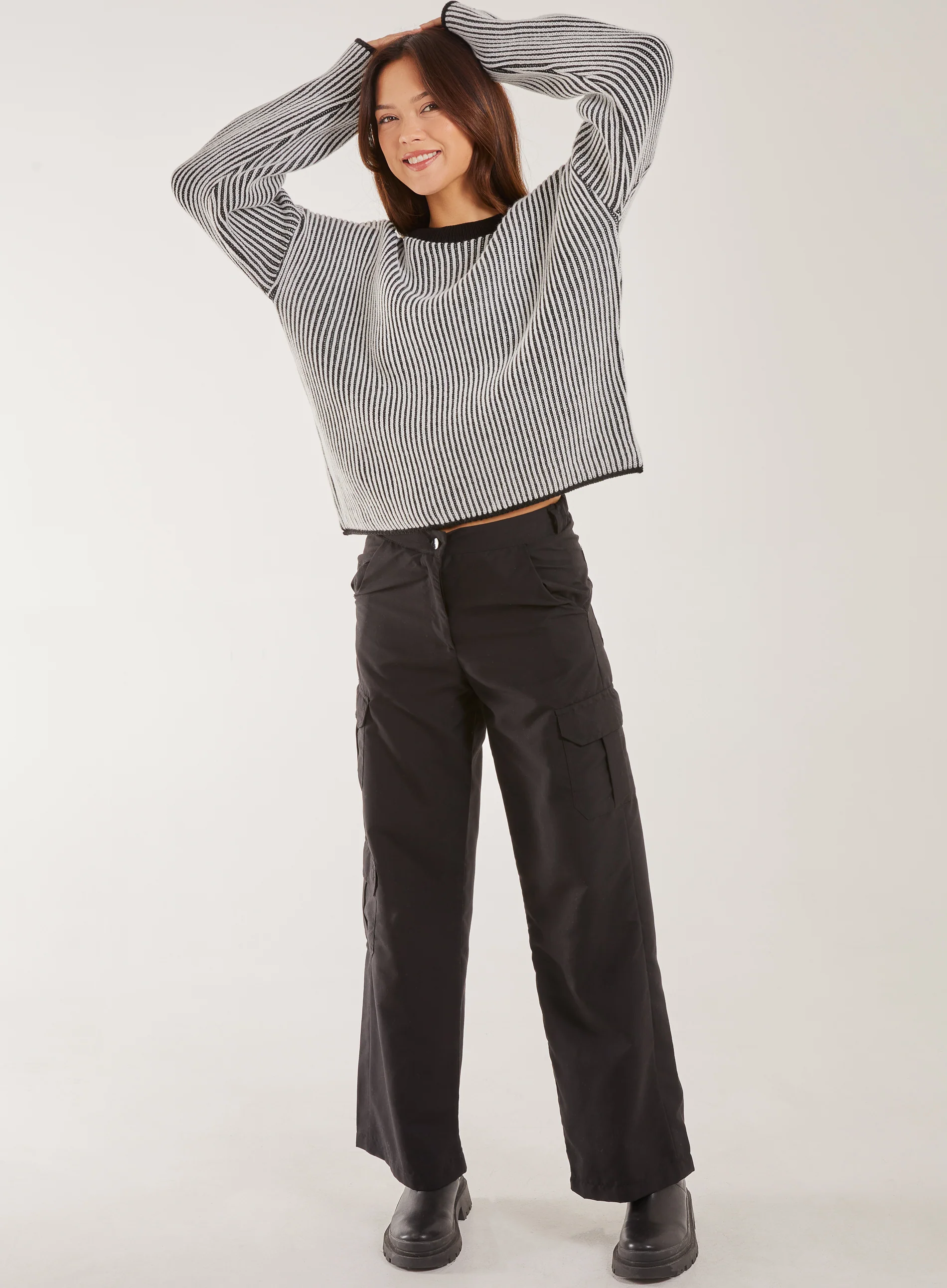 Striped Ribbed Long Sleeve Jumper - Image 2