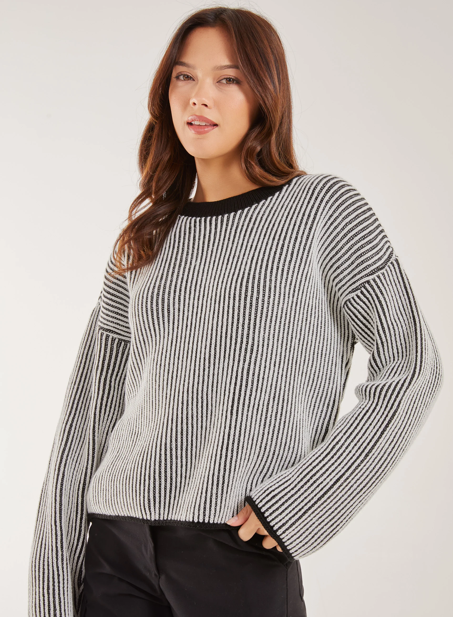 Striped Ribbed Long Sleeve Jumper - Image 4