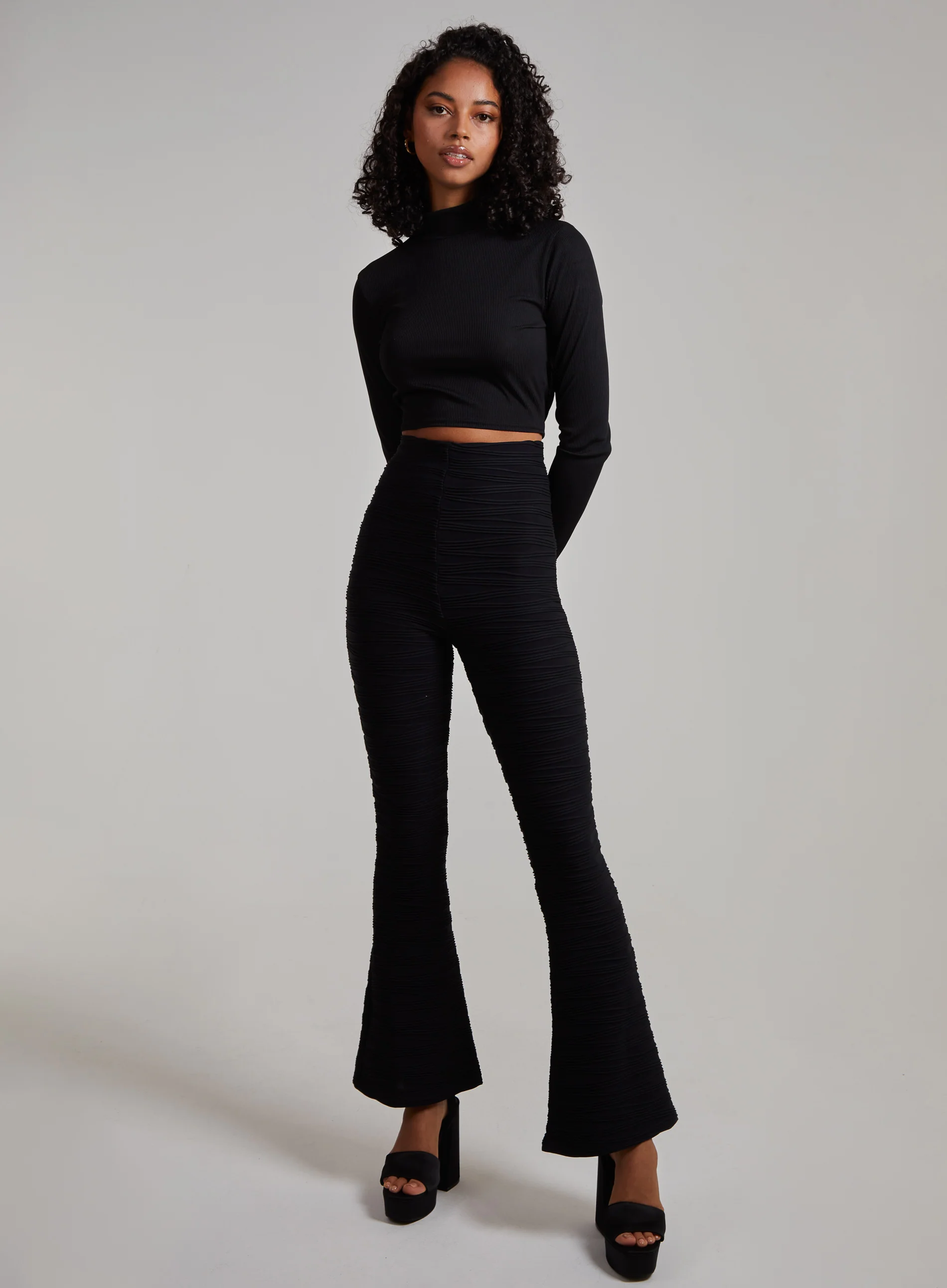Swirl Rib Flared Trousers