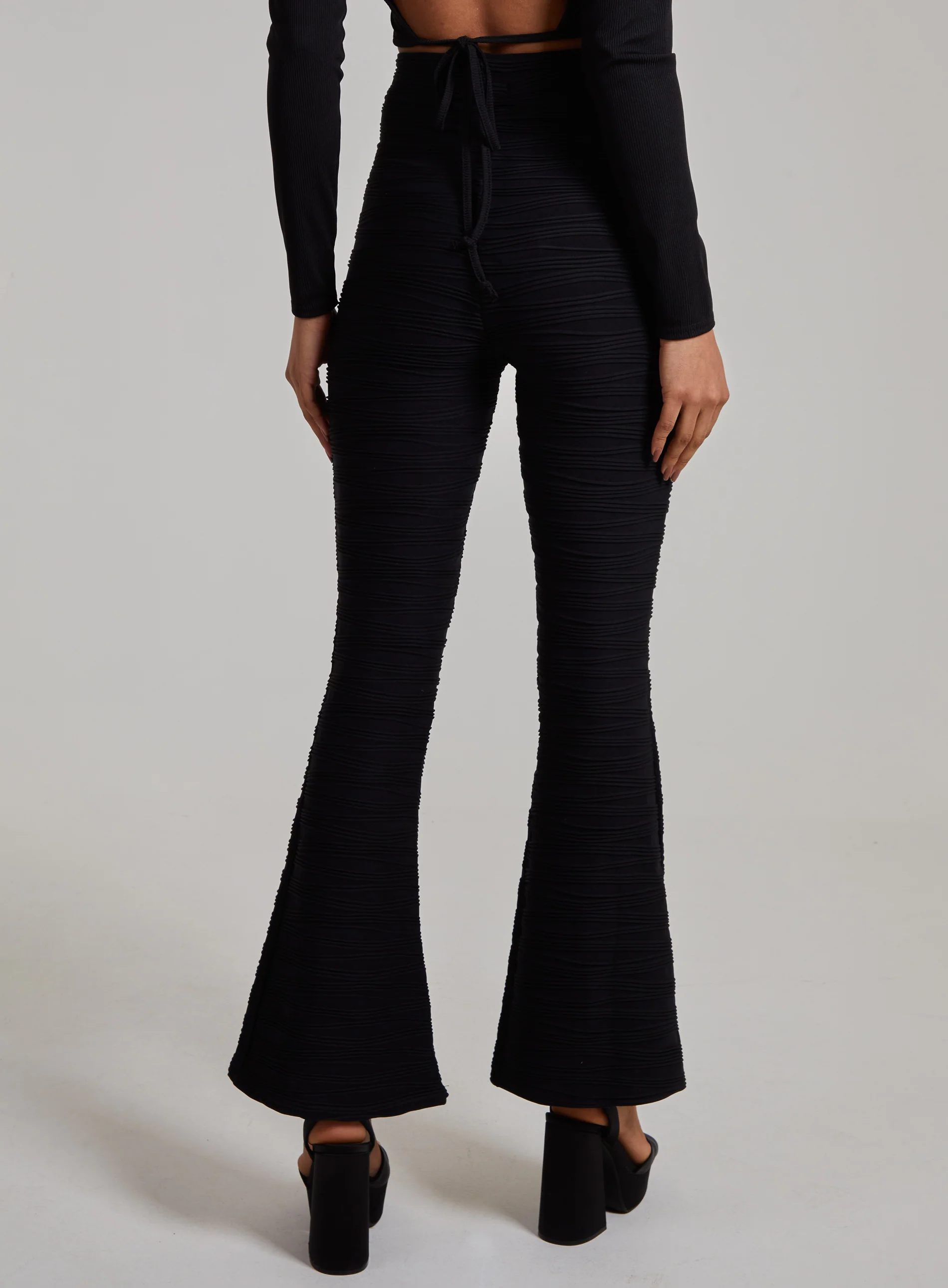 Swirl Rib Flared Trousers - Image 4