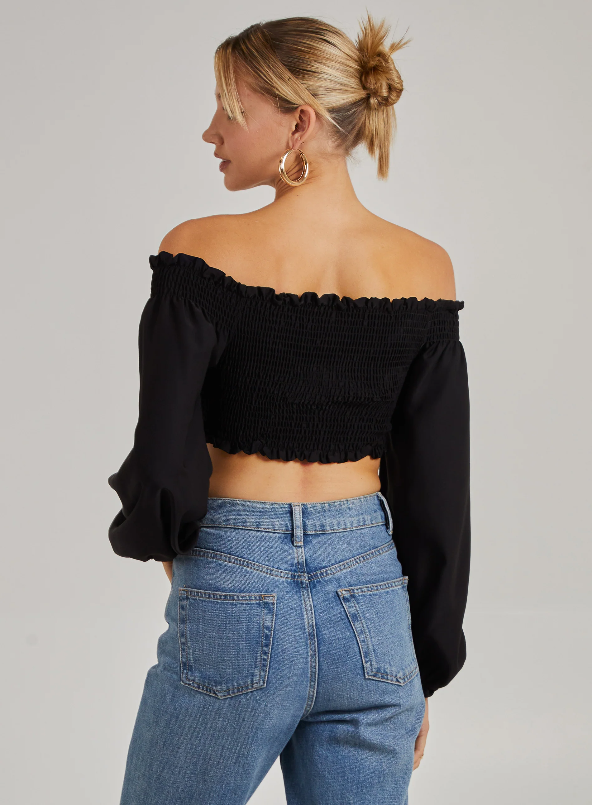 Twist Front Balloon Sleeve Crop Top - Image 5