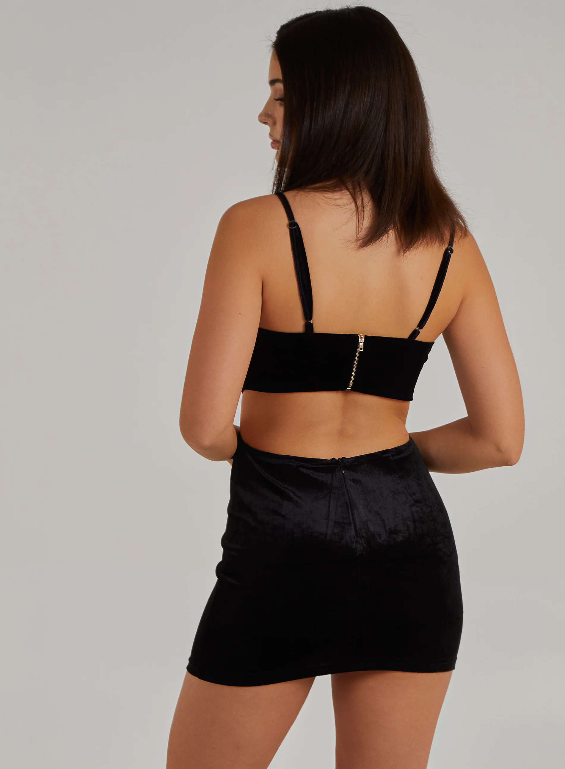 Velvet Cut Out Back Dress - Image 3