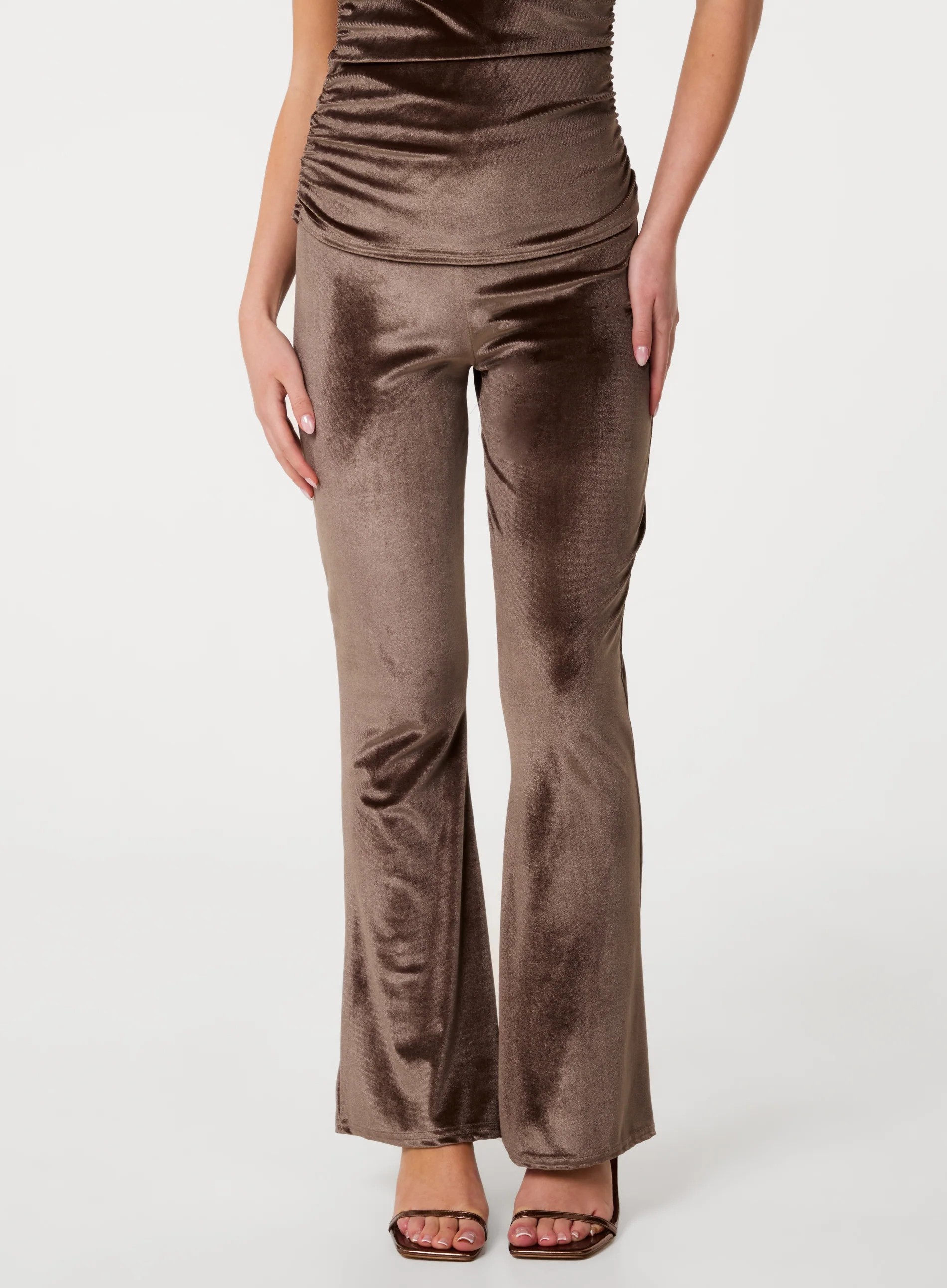 Velvet Flare Trousers - Image 3