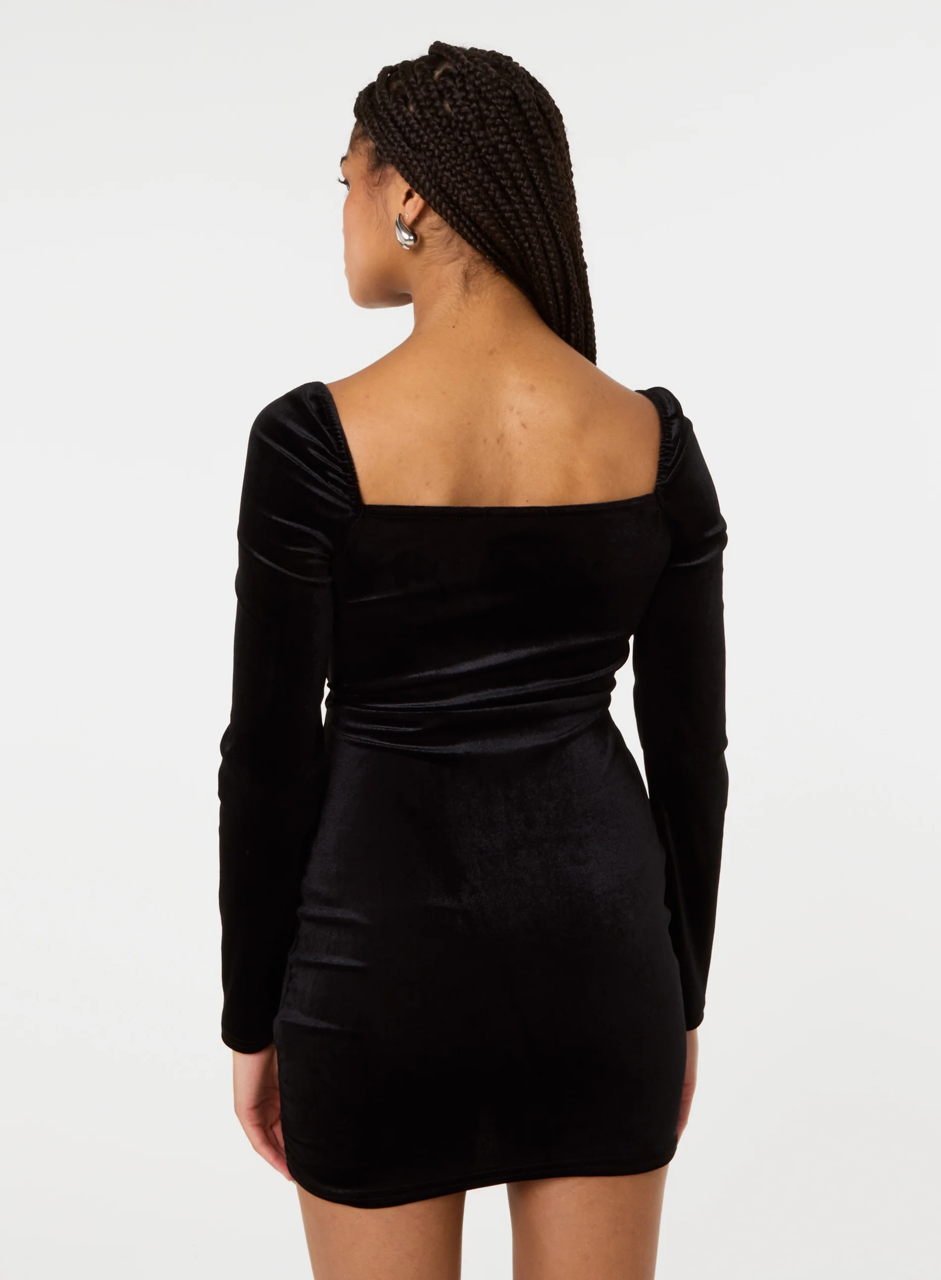Velvet Twist Front Long Sleeve Dress - Image 4