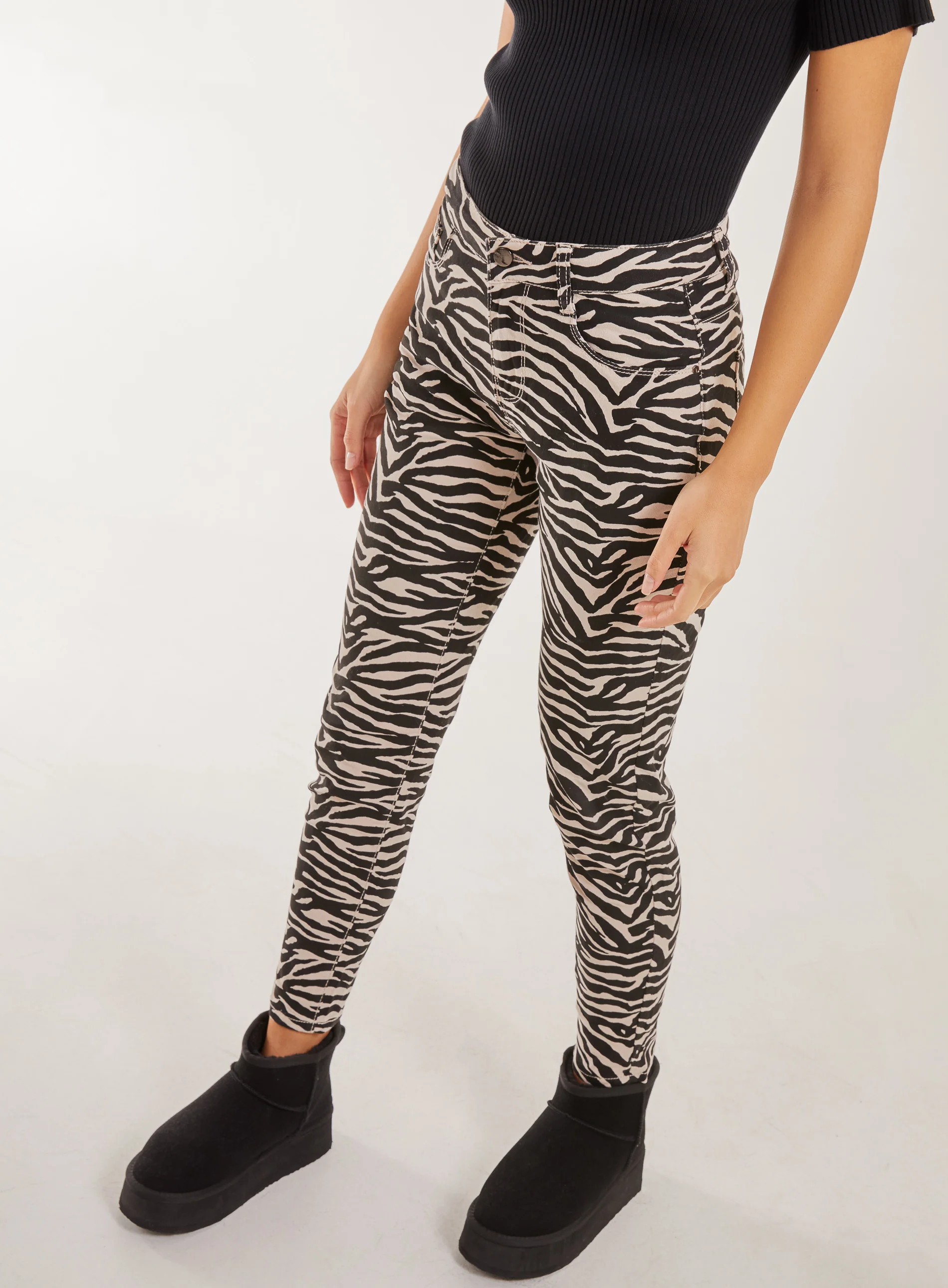 Zebra Print Straight Jeans - Image 2