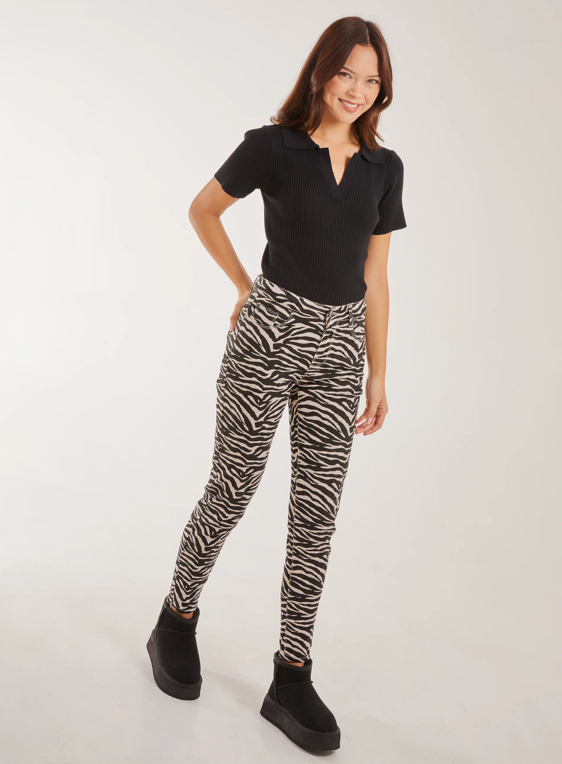 Zebra Print Straight Jeans - Image 3