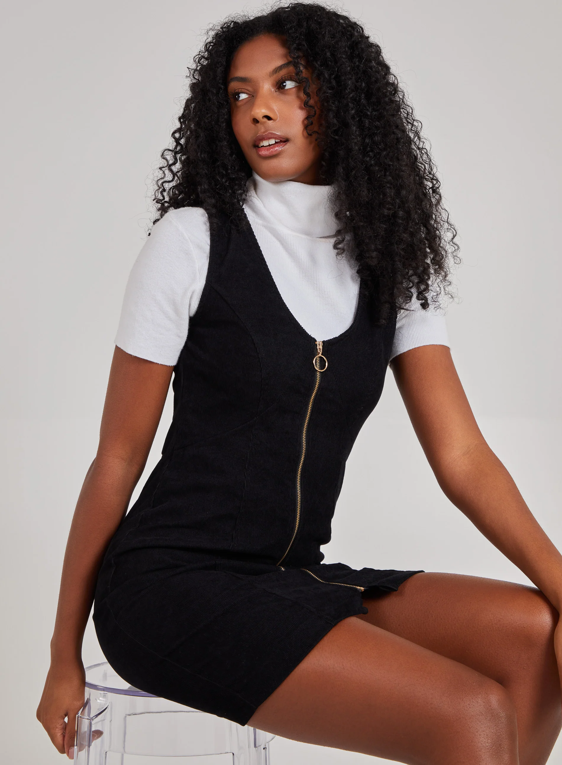 Zip Through Corduroy Dress - Image 3
