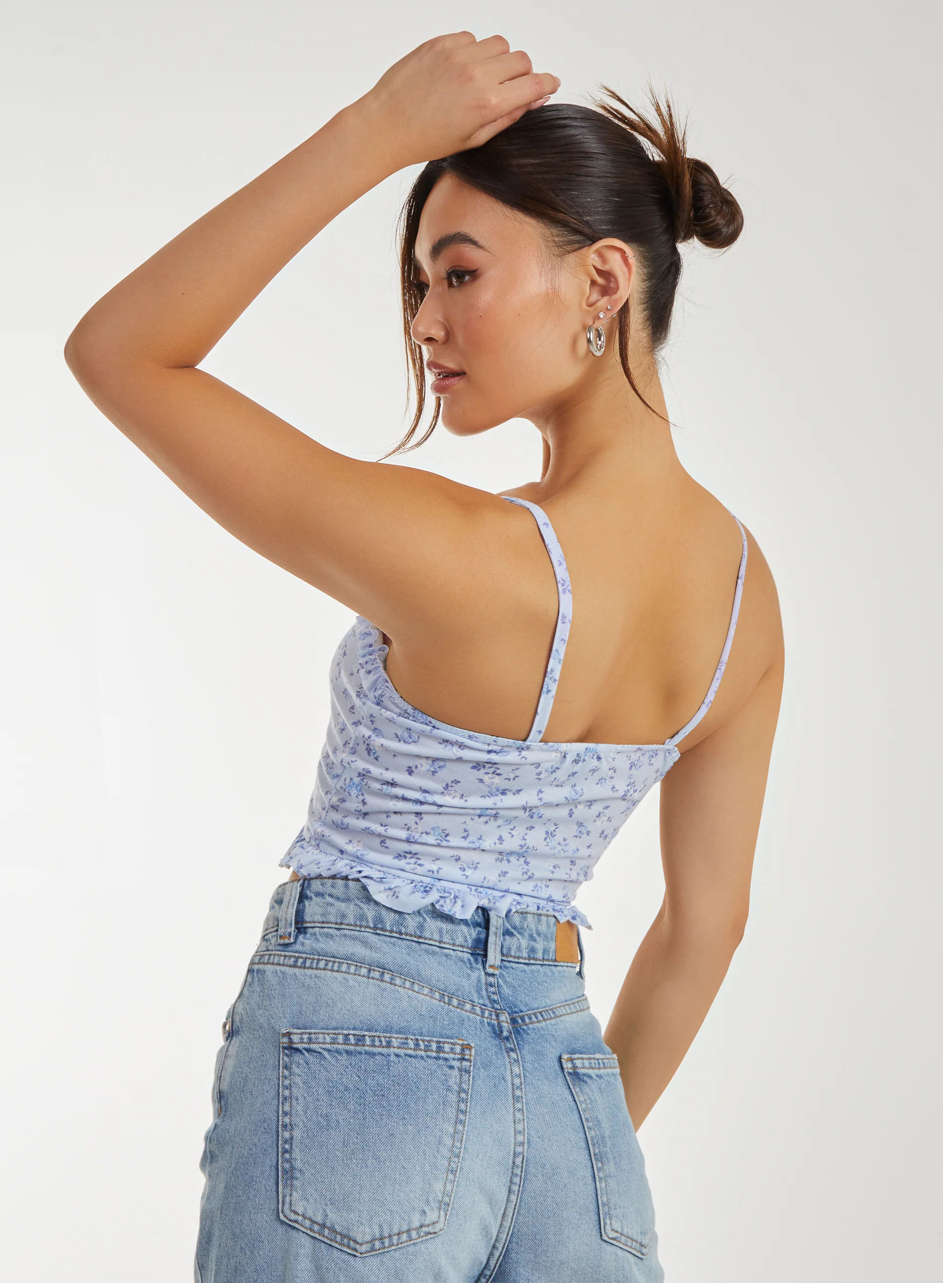 Ditsy Floral Cut Out Strappy Crop Top - Image 4
