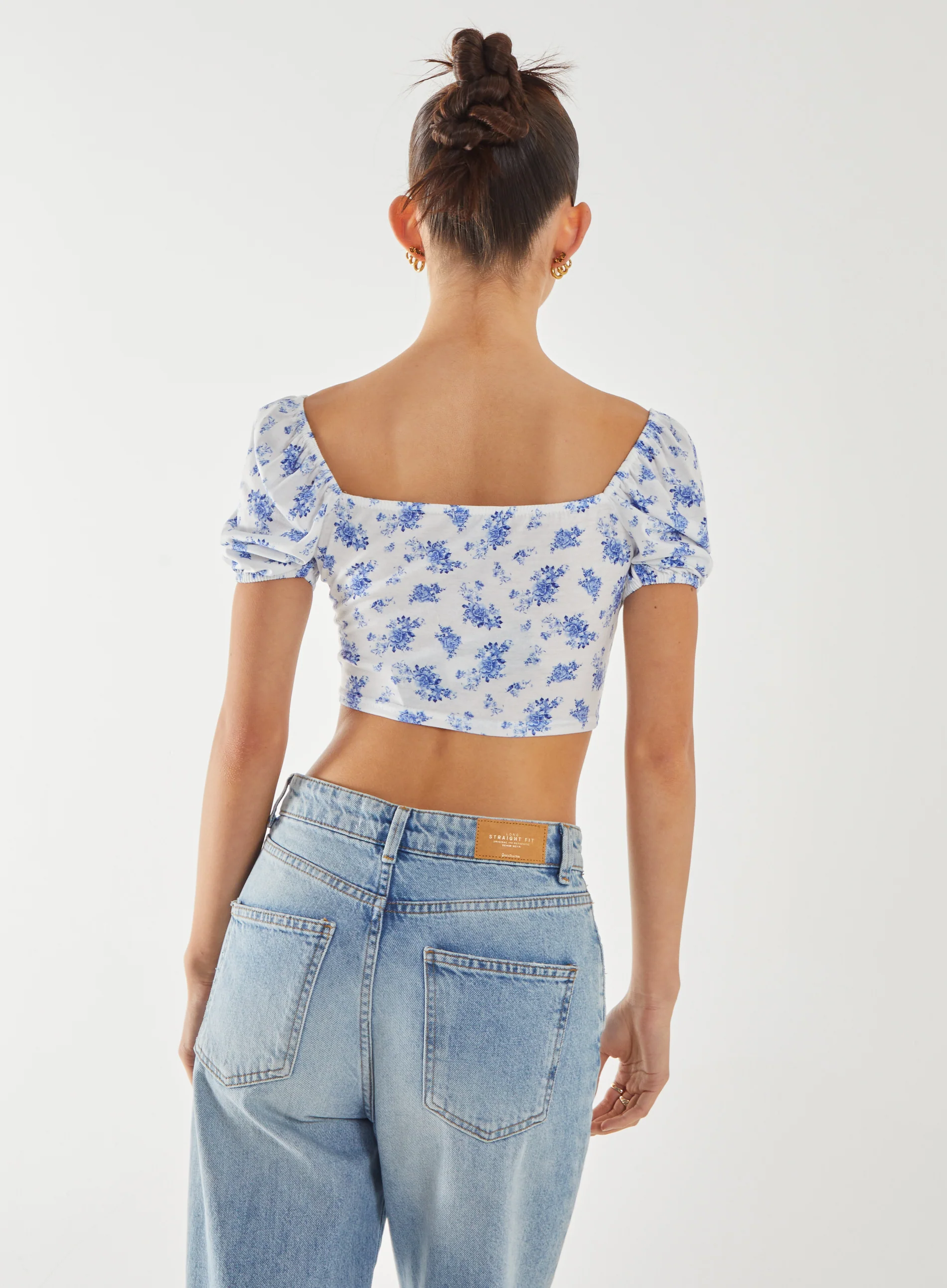 Floral Puff Sleeve Crop Top - Image 4