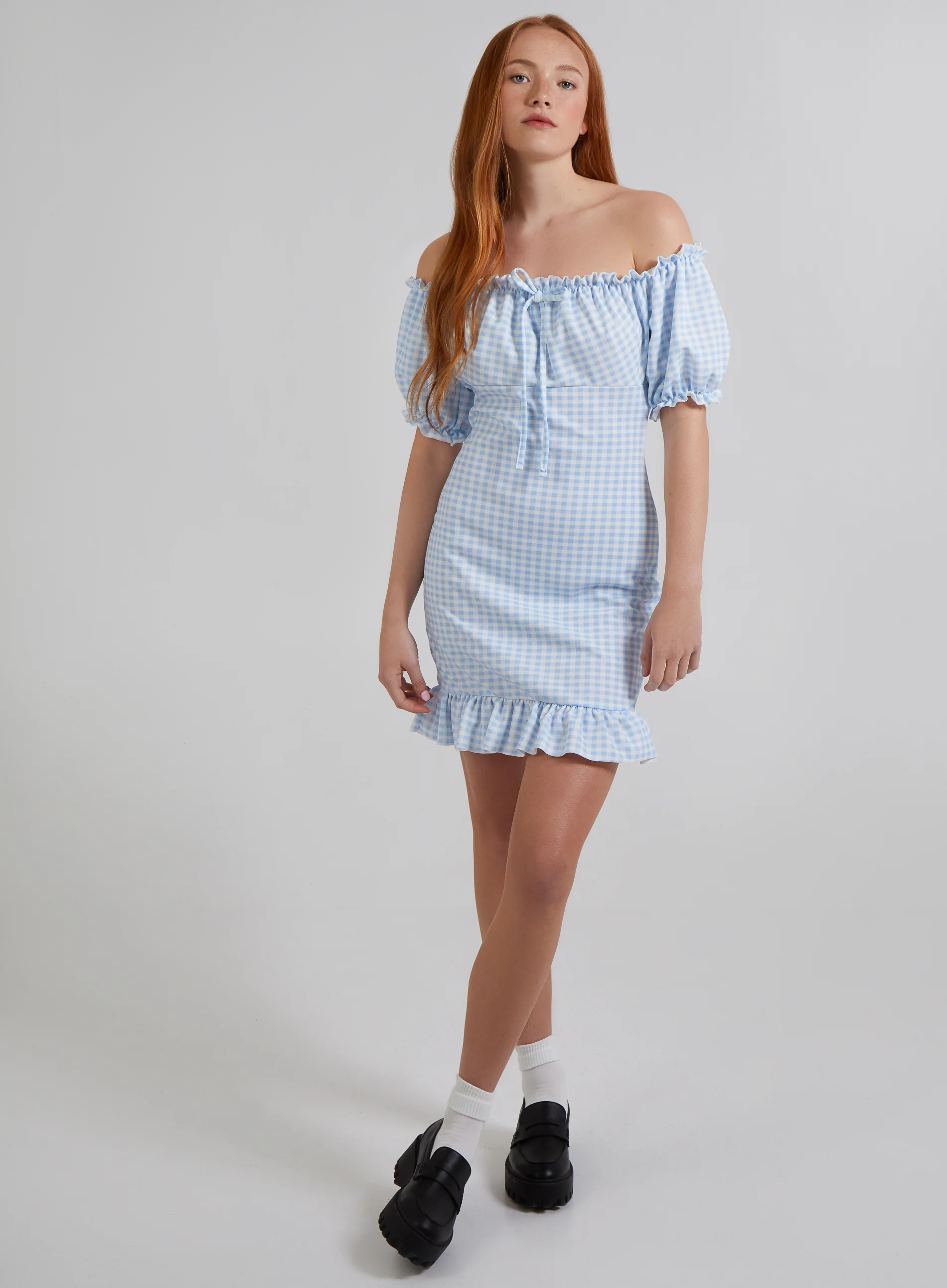 Gingham Gypsy Bardot Dress - Image 3