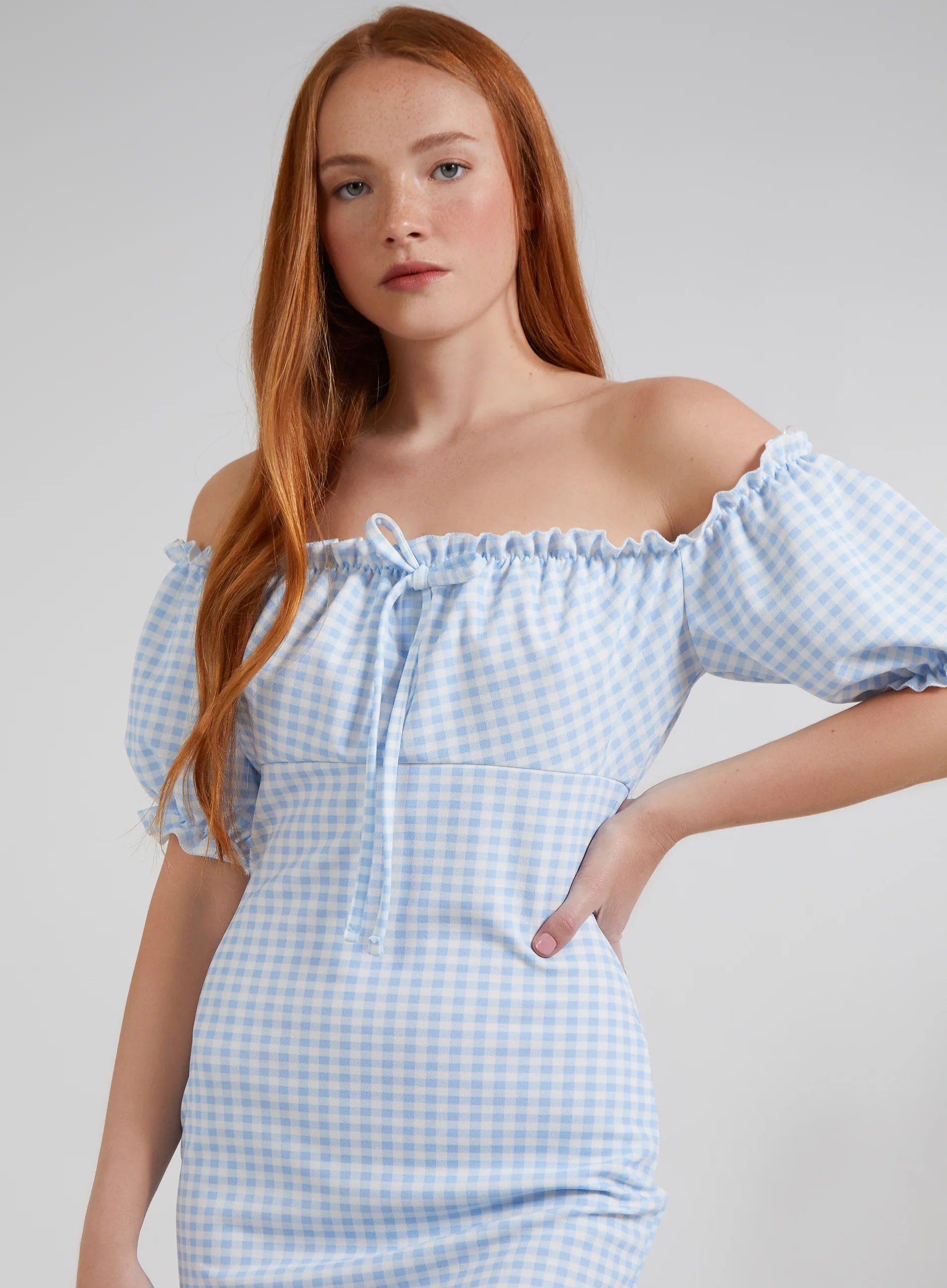 Gingham Gypsy Bardot Dress - Image 4