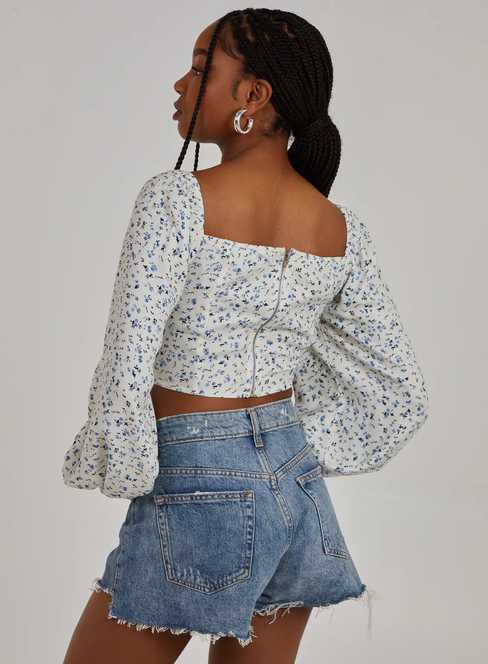 Floral Print Long Sleeve Peasant Milkmaid Top - Image 4
