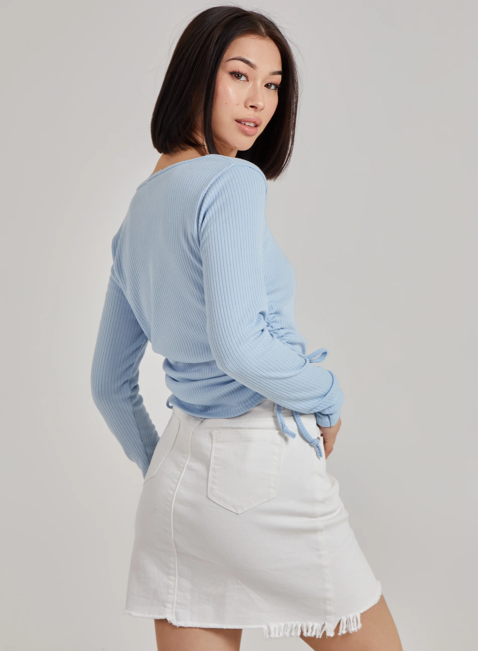 Ruched Square Neck Ribbed Top - Image 5