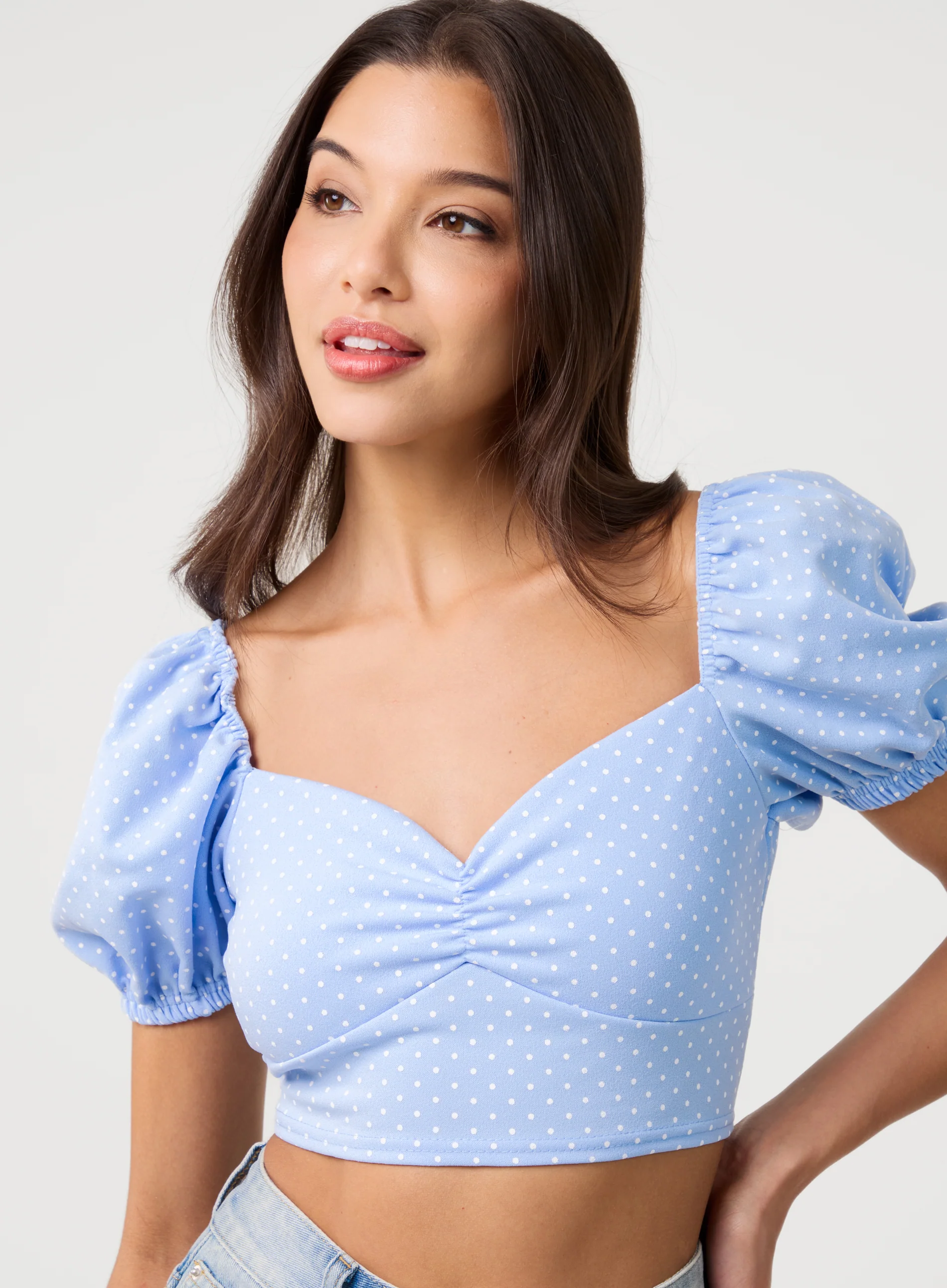Polka Dot Puff Sleeve Top - Image 3