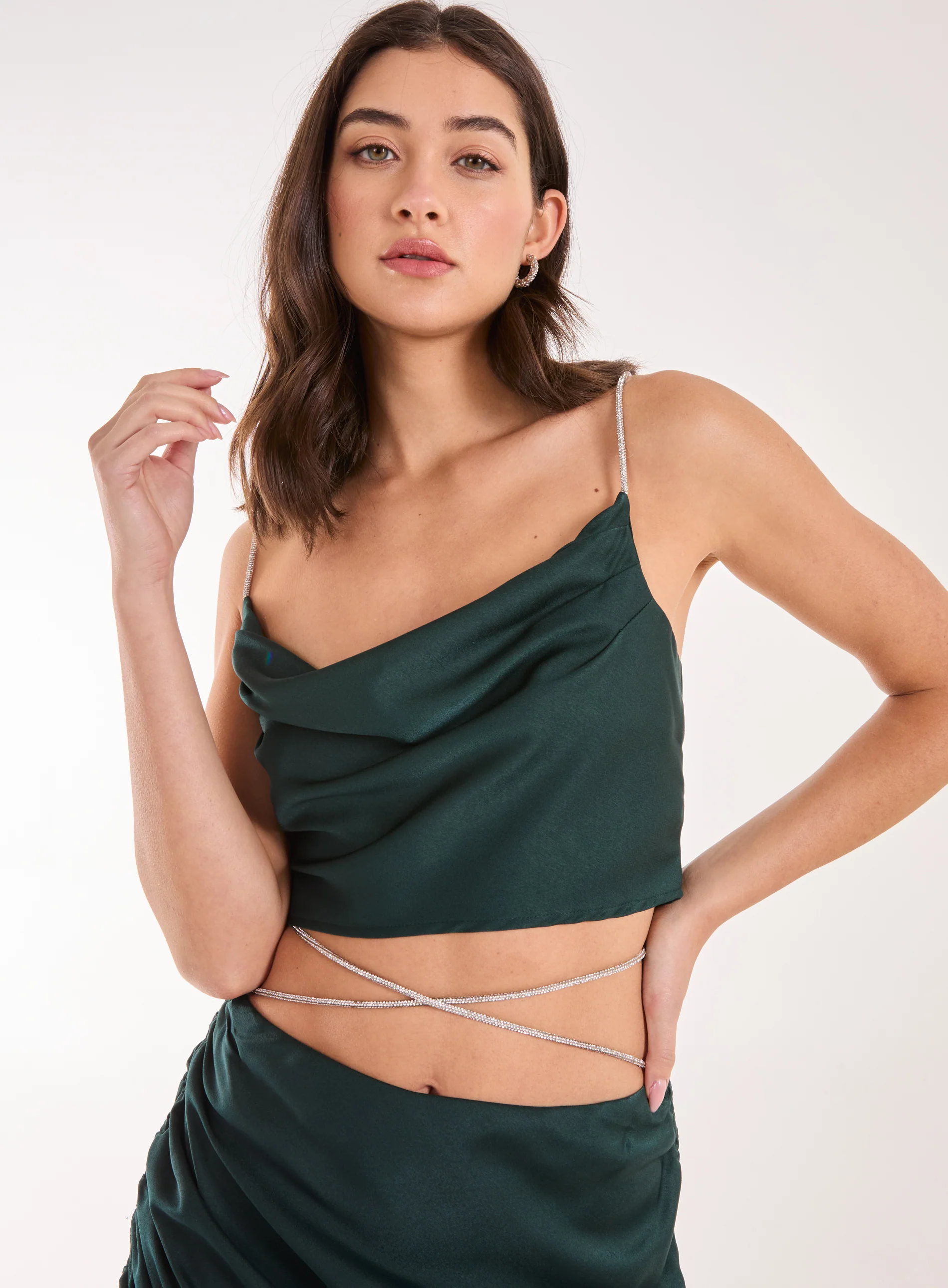 Diamante Strap Cowl Neck top - Image 3