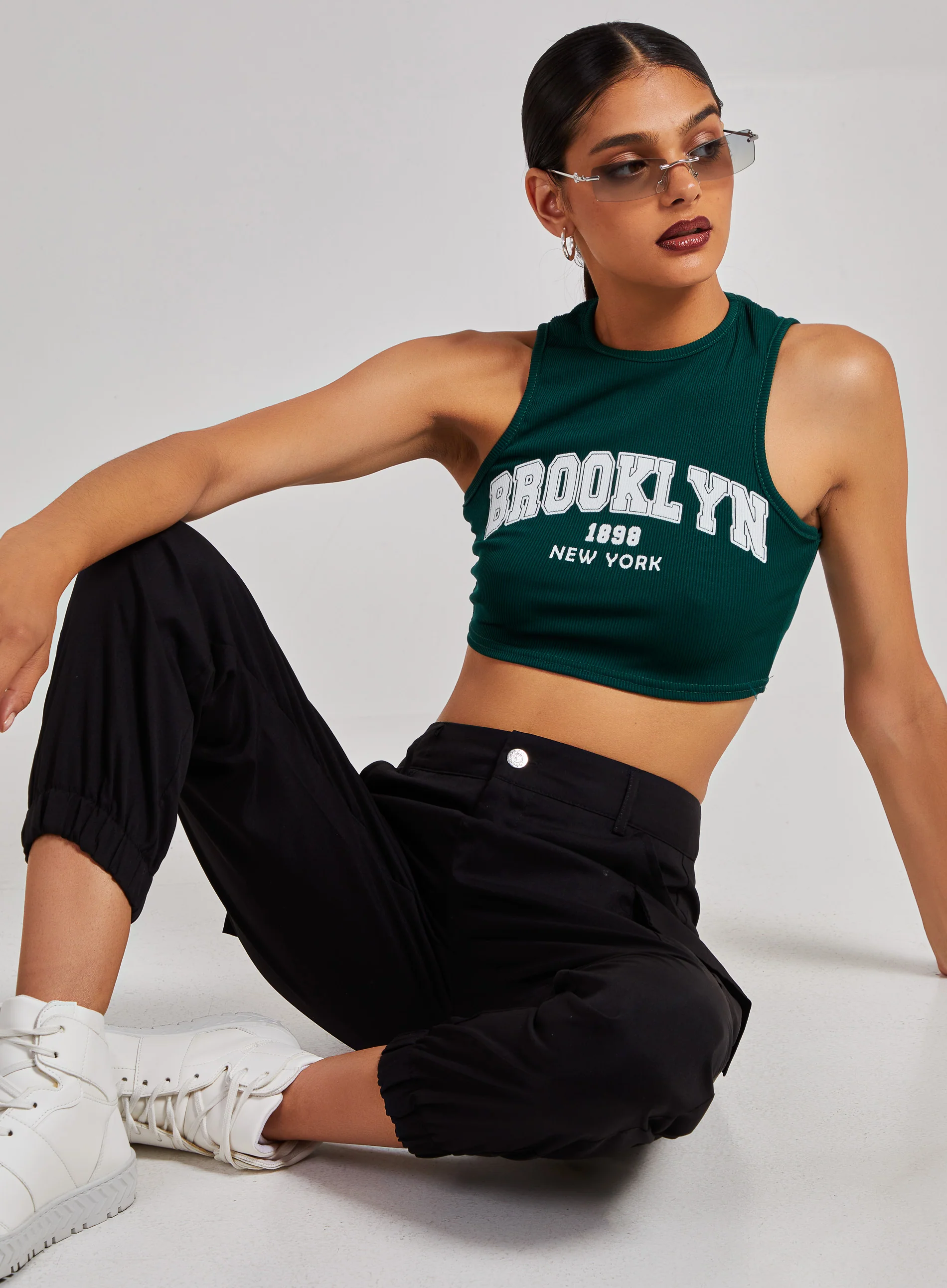 Printed Ribbed Crop Top - Image 3