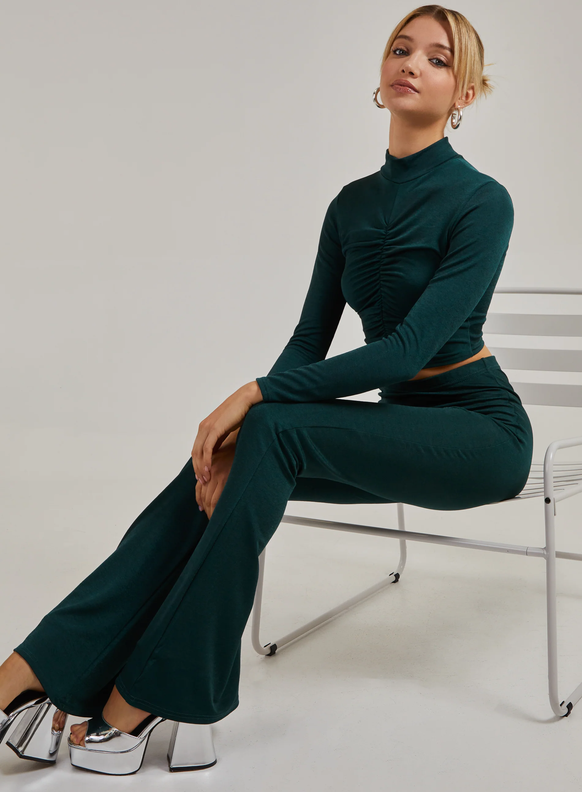 Shimmer Flared Trousers - Image 3