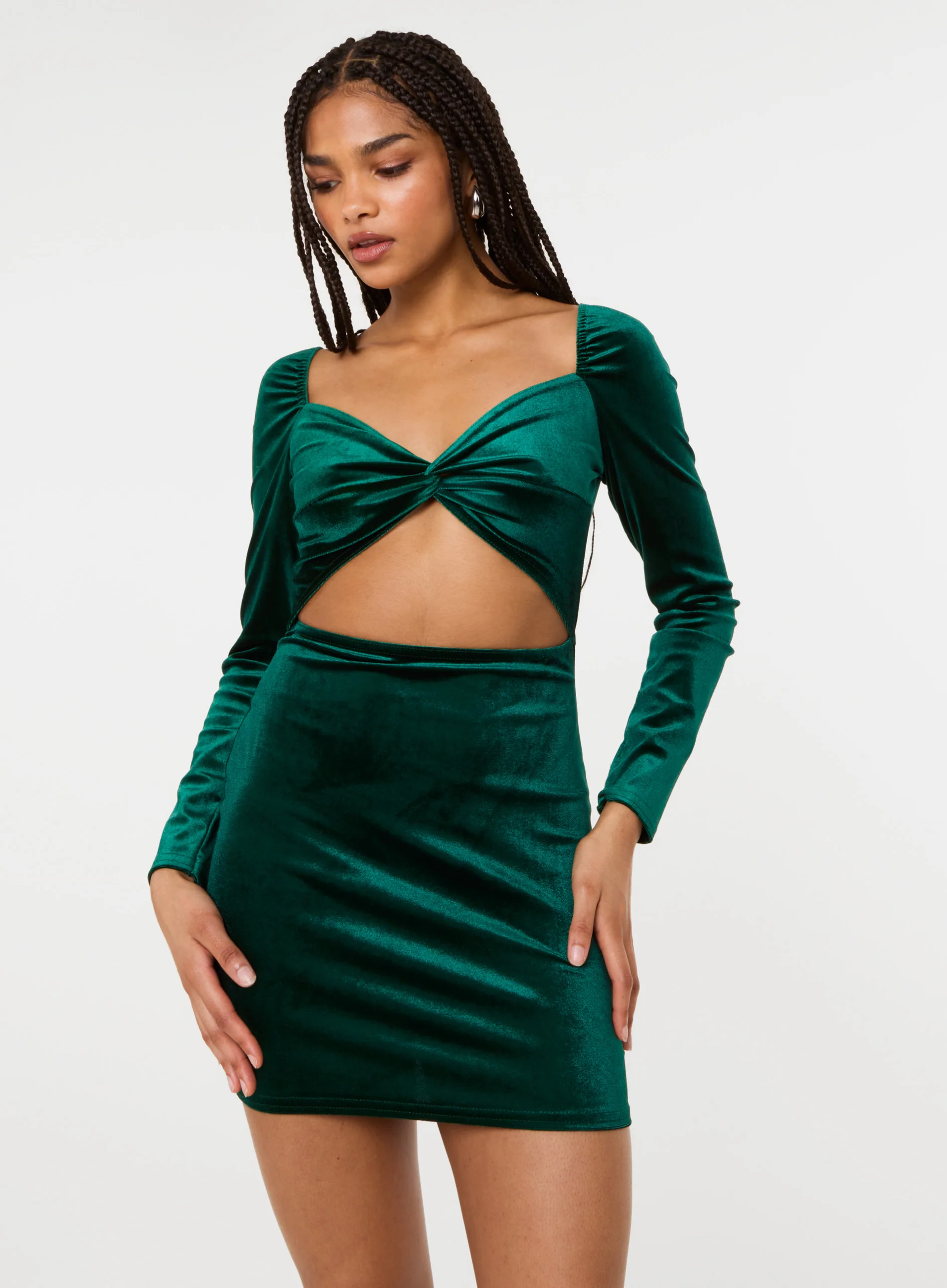 Velvet Twist Front Dress - Image 2