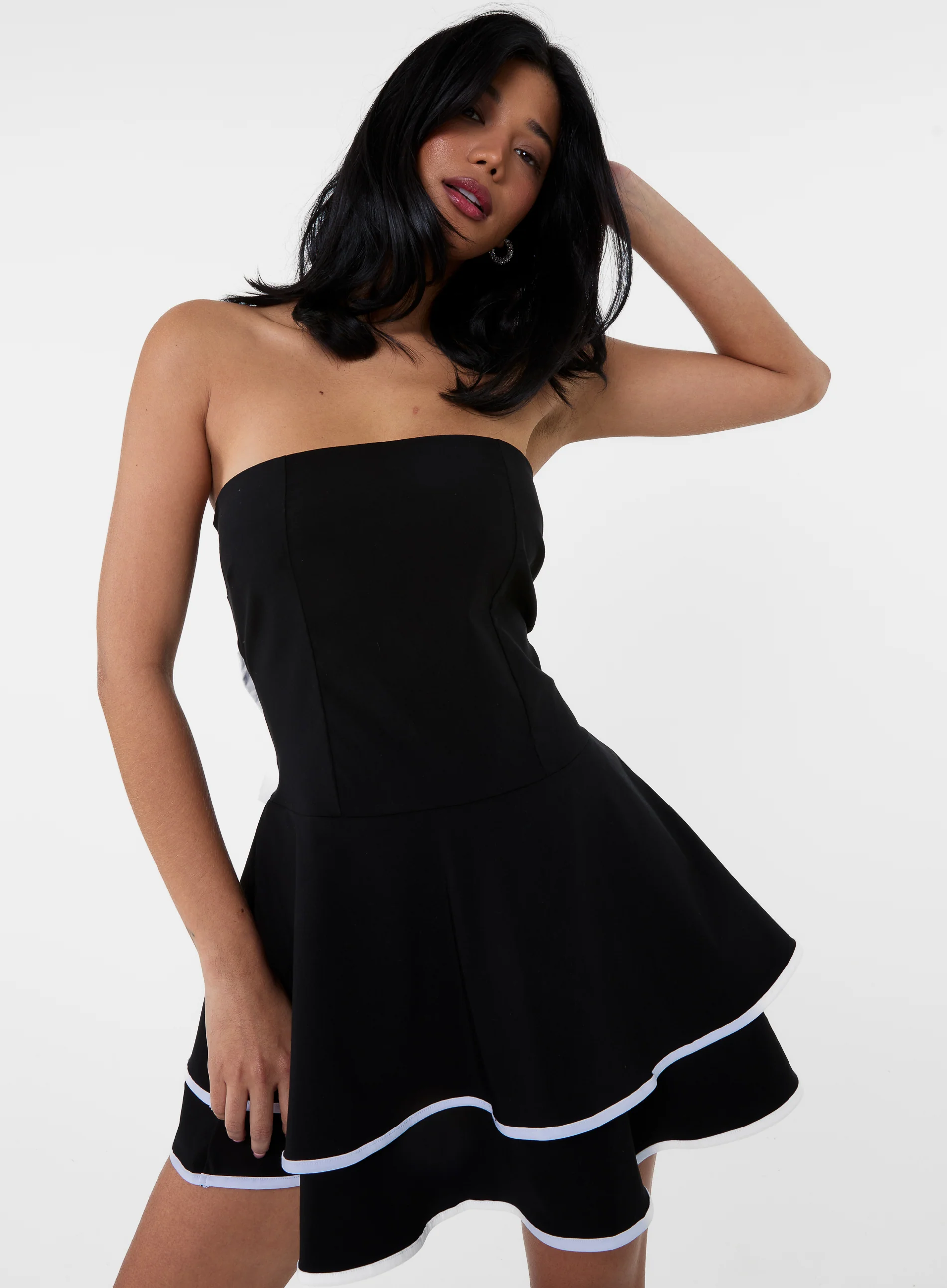 Bow Back Contrast Binding Bandeau Dress - Image 3