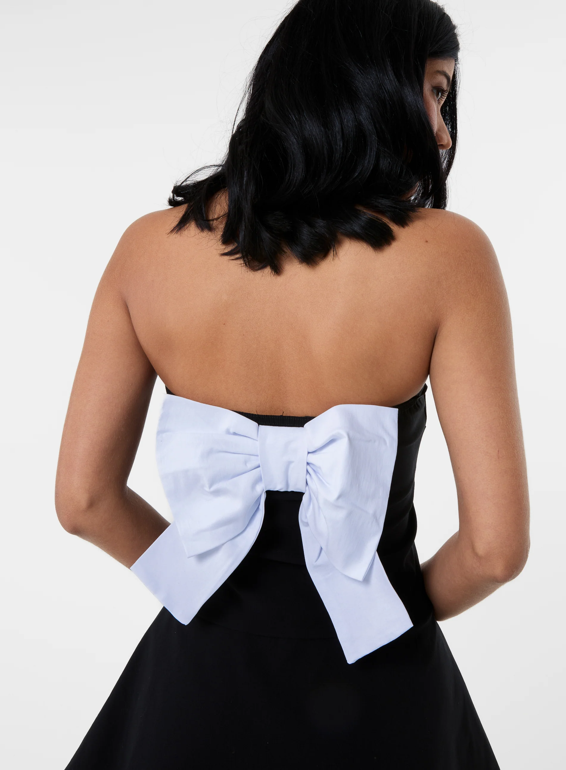 Bow Back Contrast Binding Bandeau Dress - Image 4