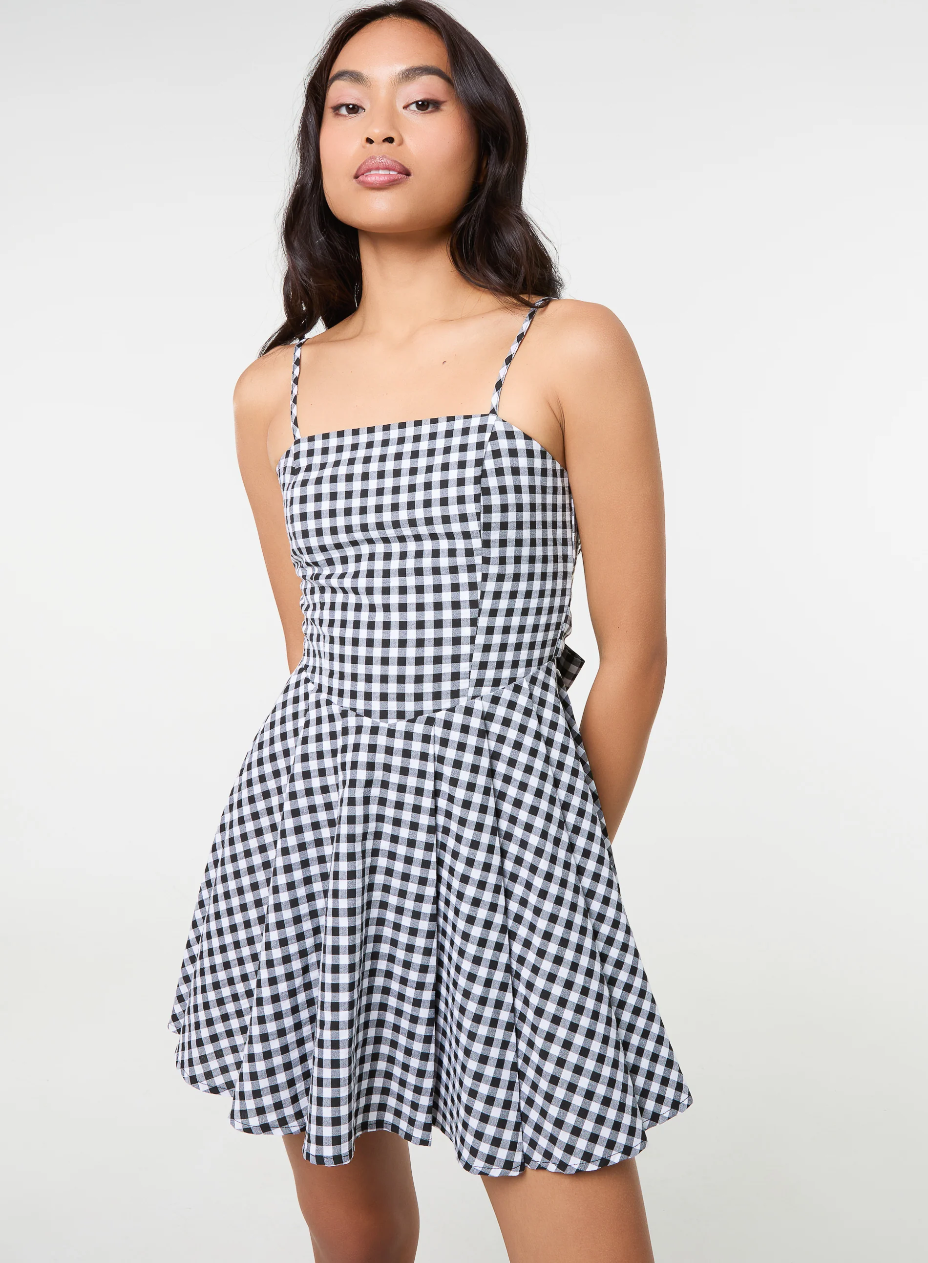 Bow Back Gingham Mini Dress - Image 2