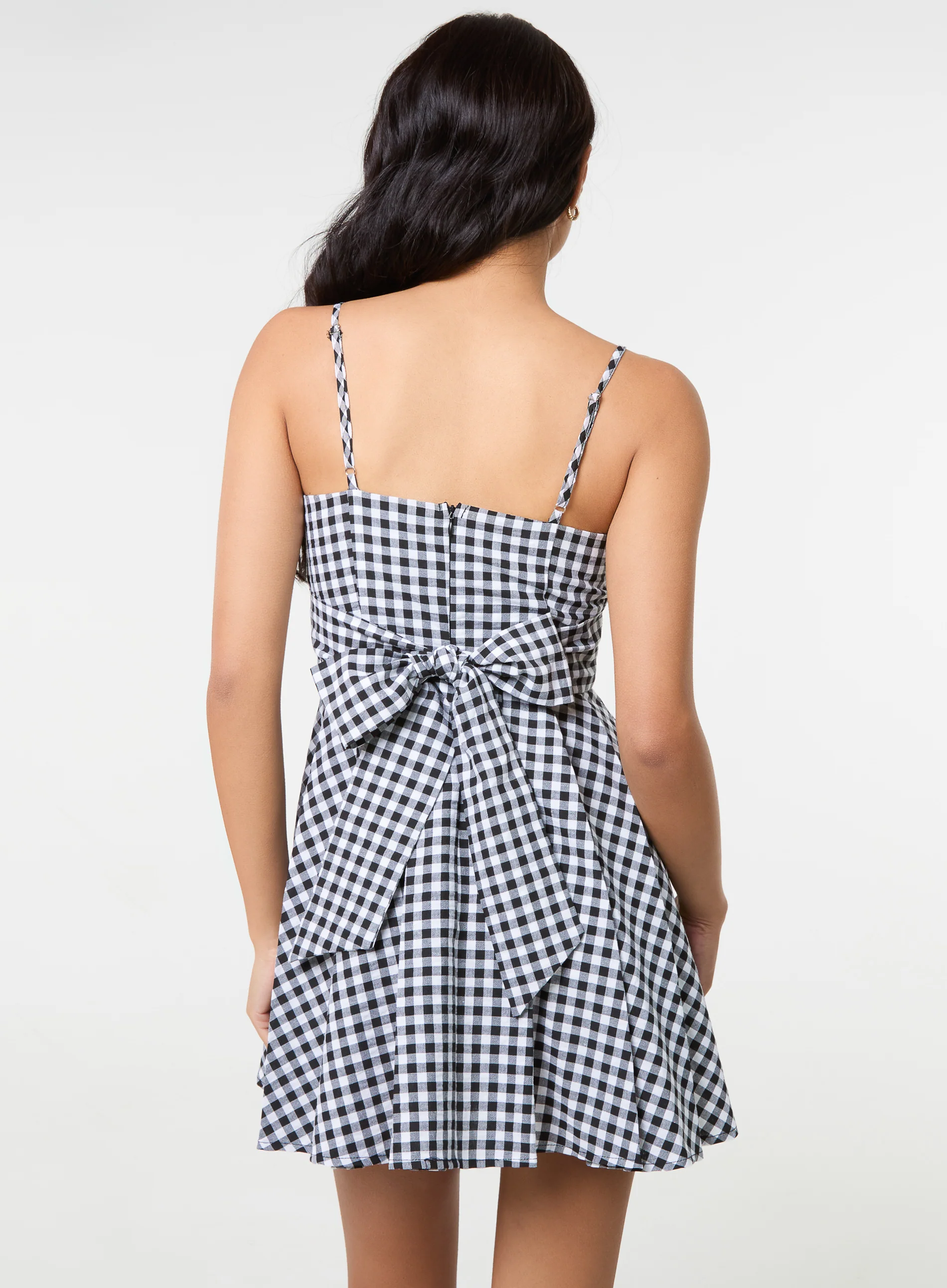 Bow Back Gingham Mini Dress - Image 5