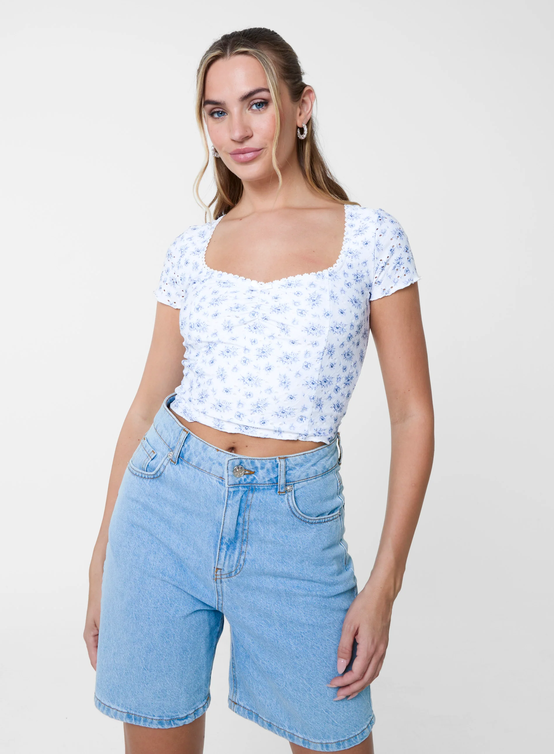 Broderie Ditsy Crop Top - Image 3
