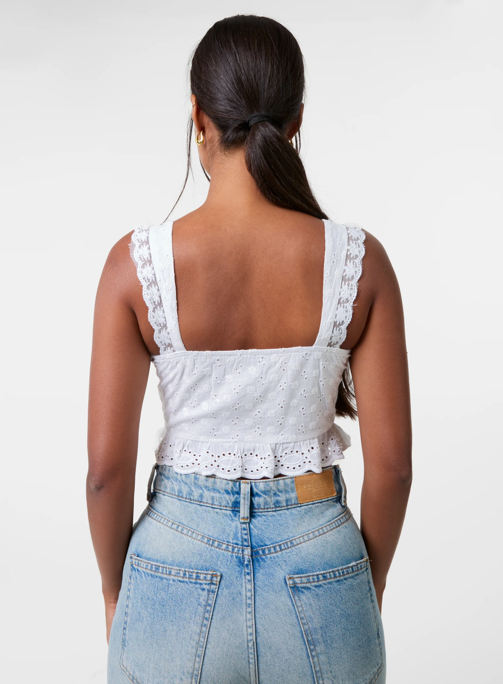Broderie Frill Crop Top - Image 4