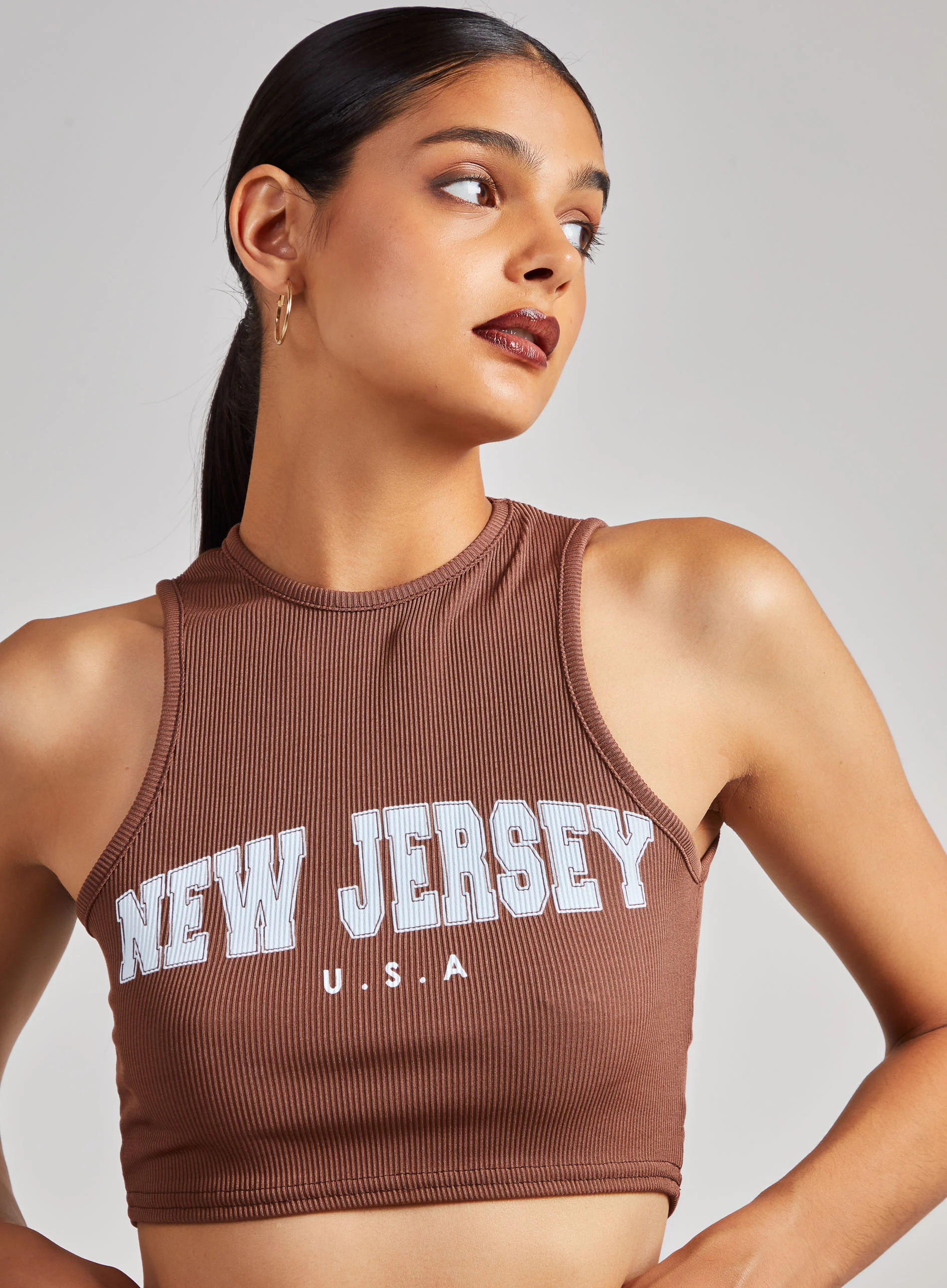 Printed Ribbed Crop Top - Image 2