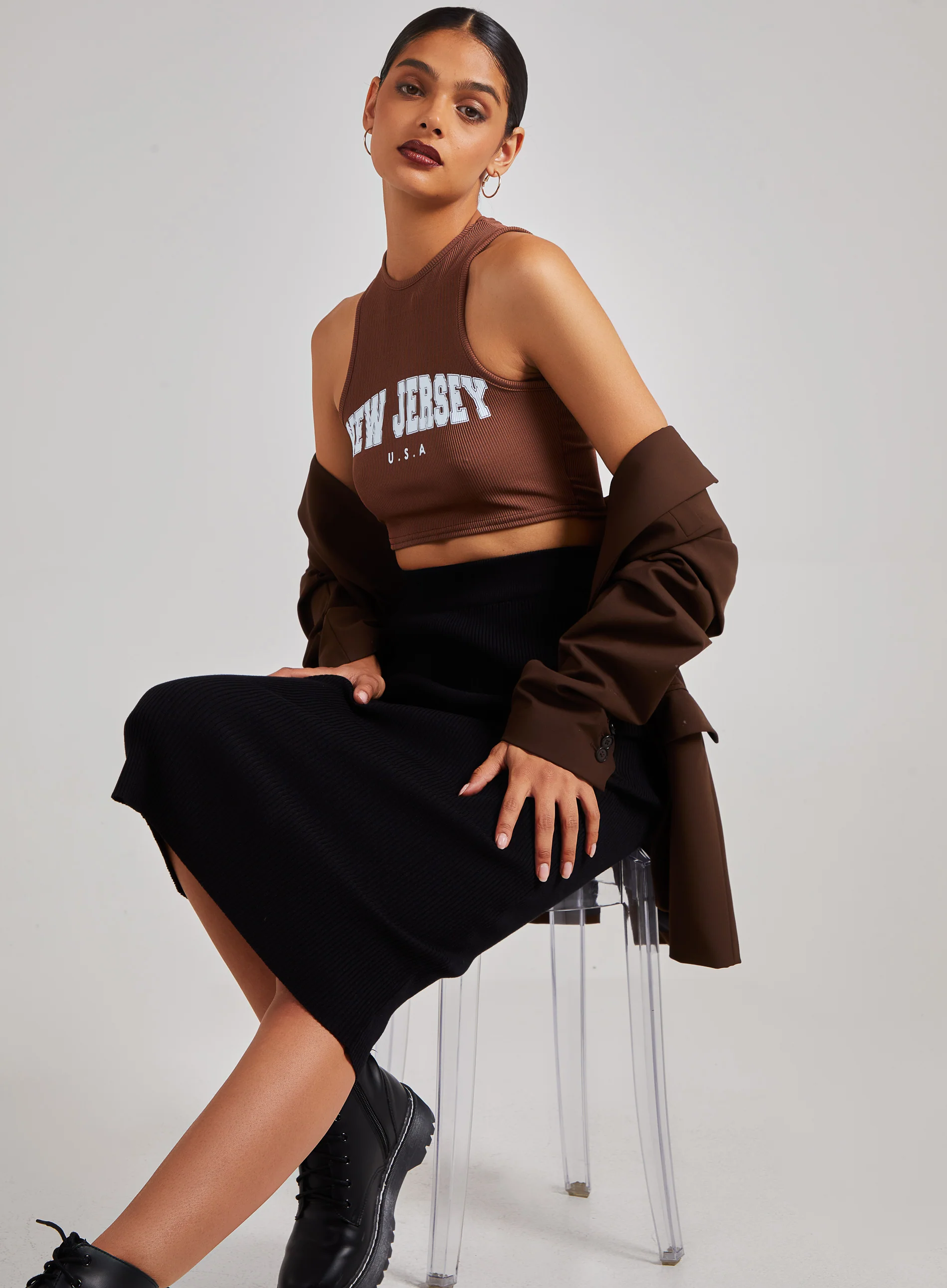 Printed Ribbed Crop Top - Image 5