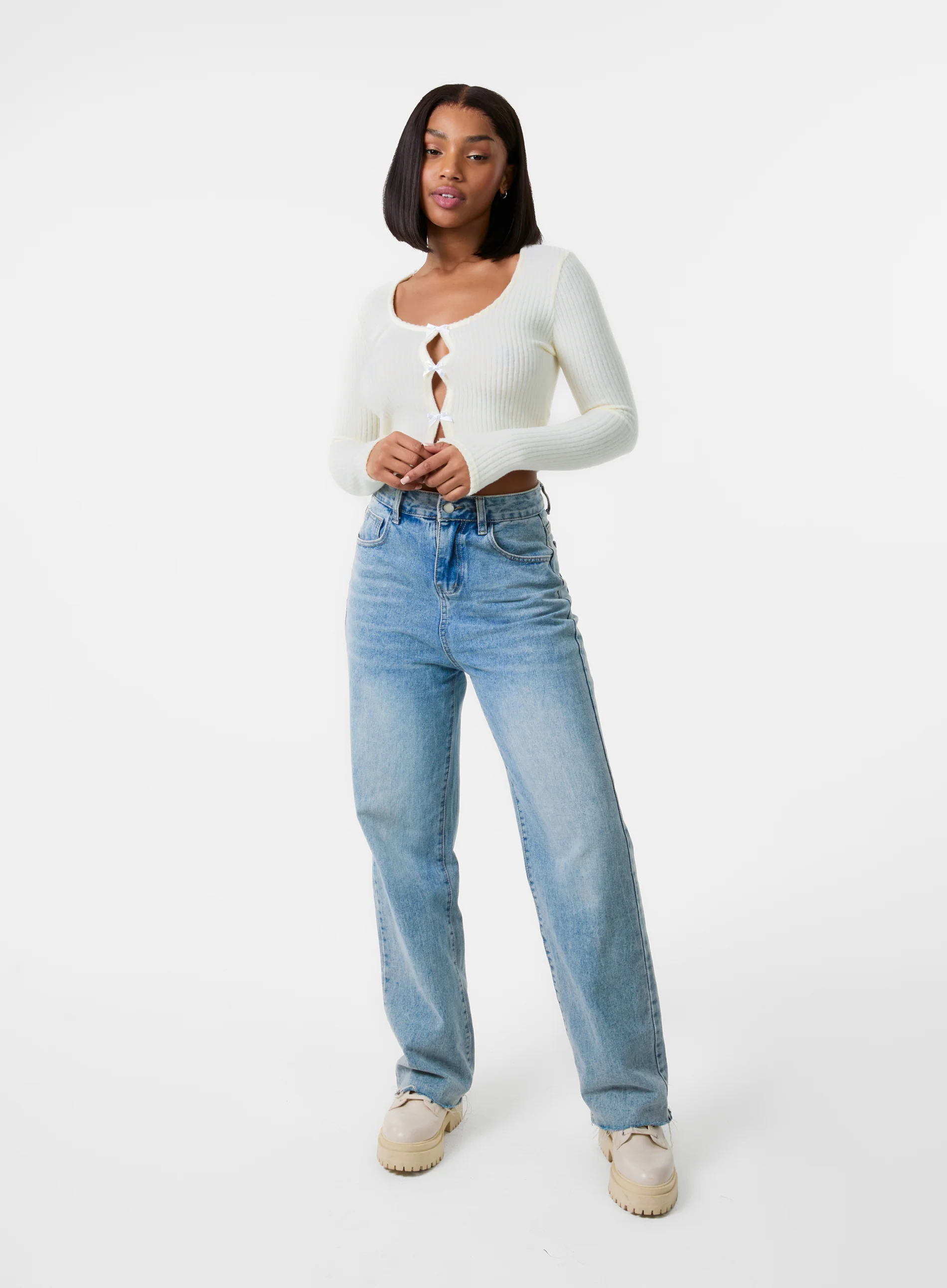 Brushed Rib Bow Top - Image 2