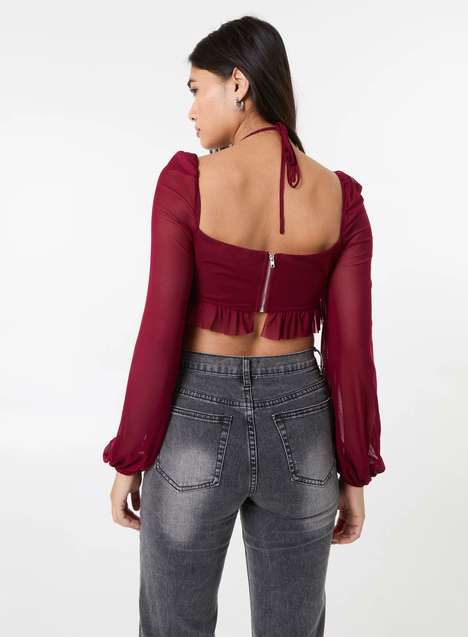 Long Sleeve Halterneck Crop Top - Image 4