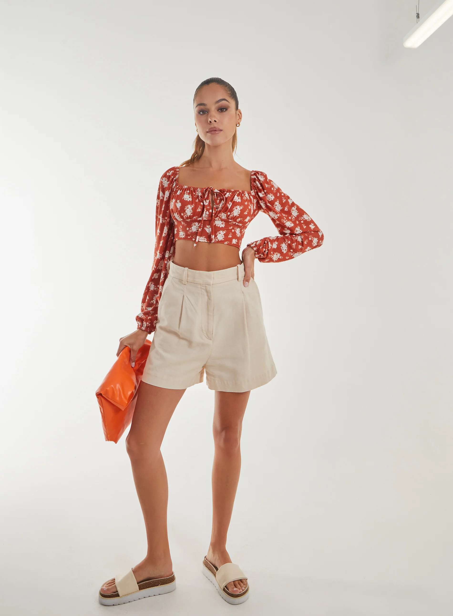Floral Printed Milkmaid Long Balloon Sleeve Top - Image 2