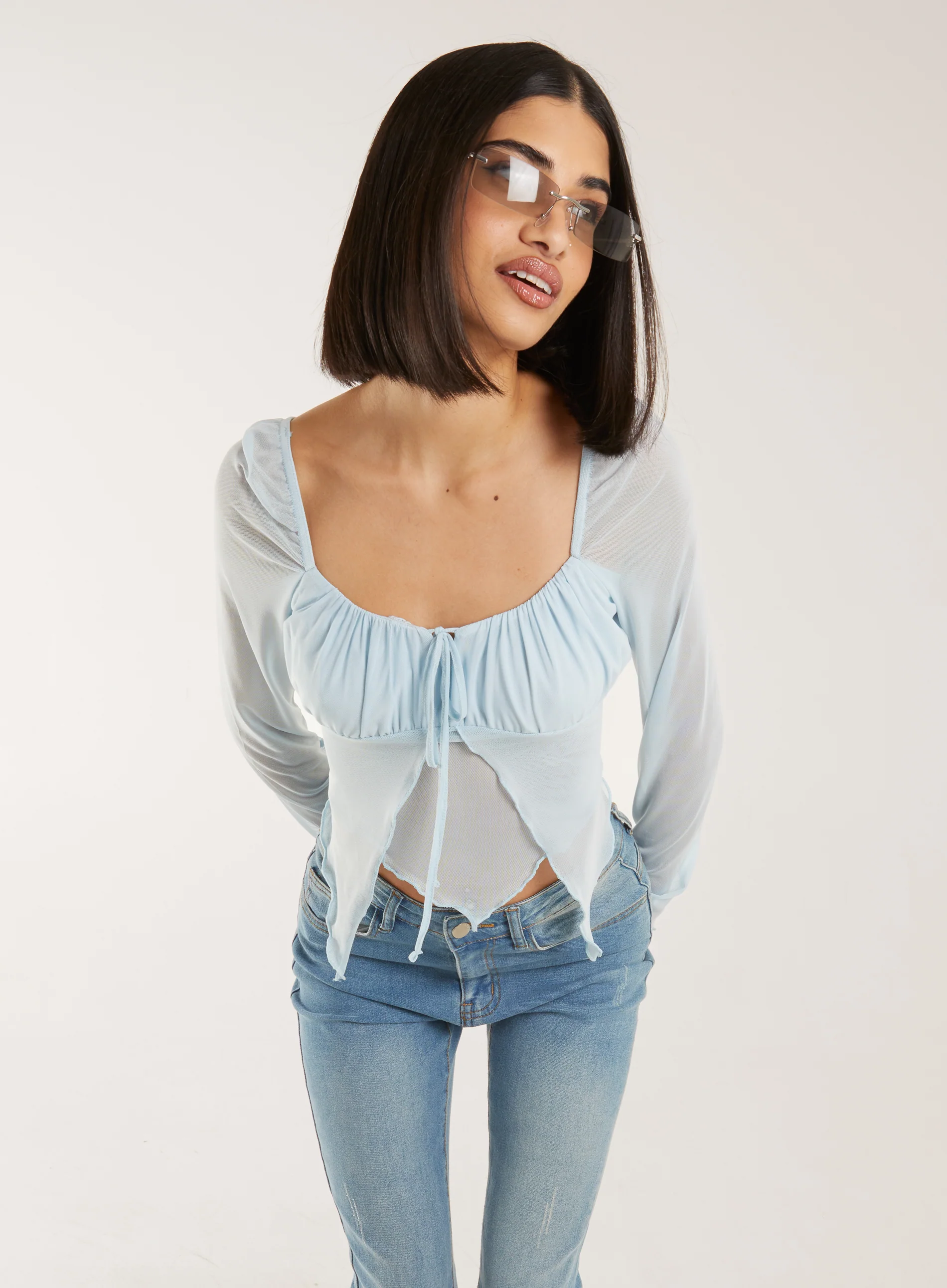 Butterfly Long Sleeve Mesh Top - Image 2