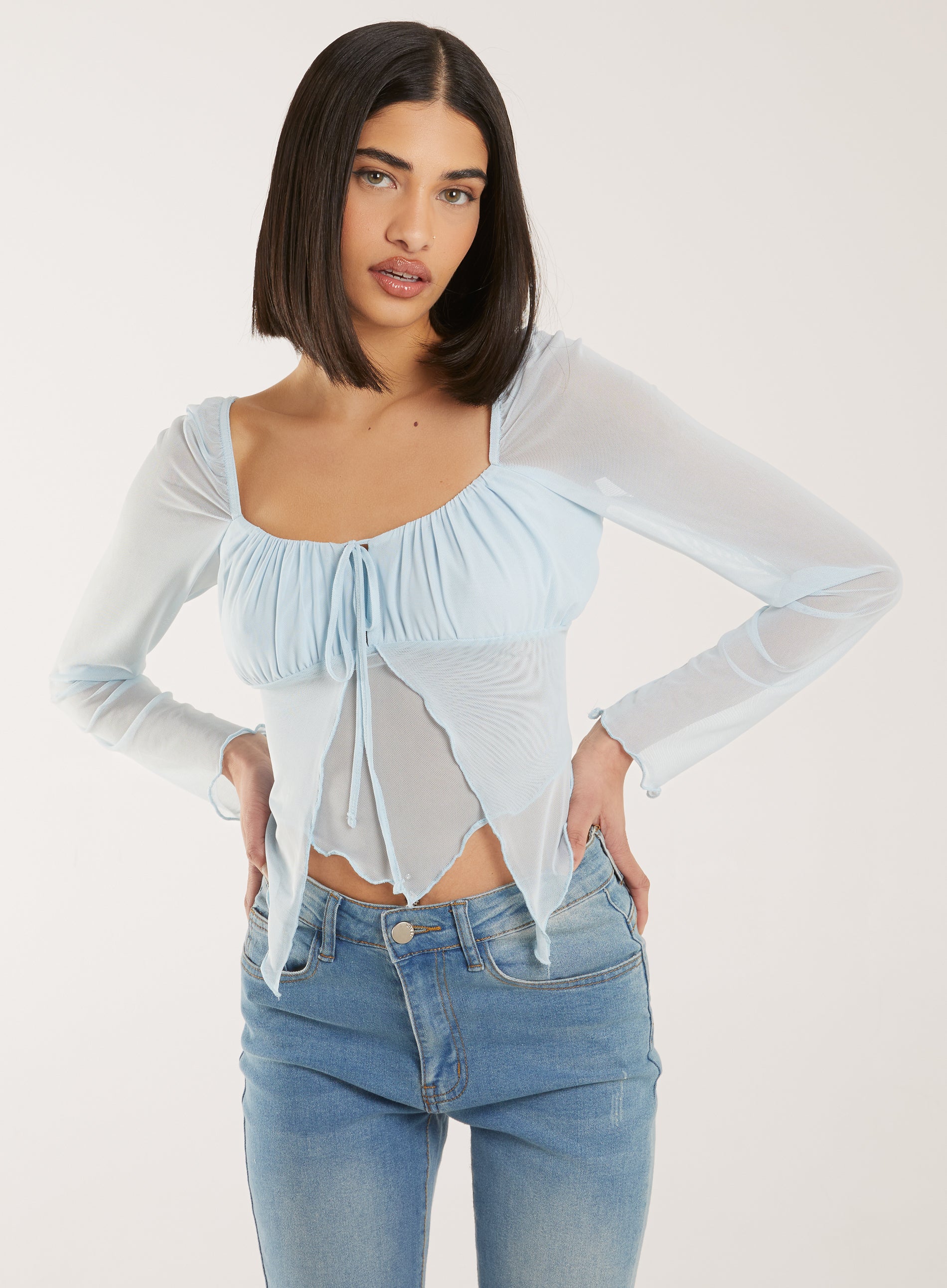 Butterfly Long Sleeve Mesh Top - Image 4