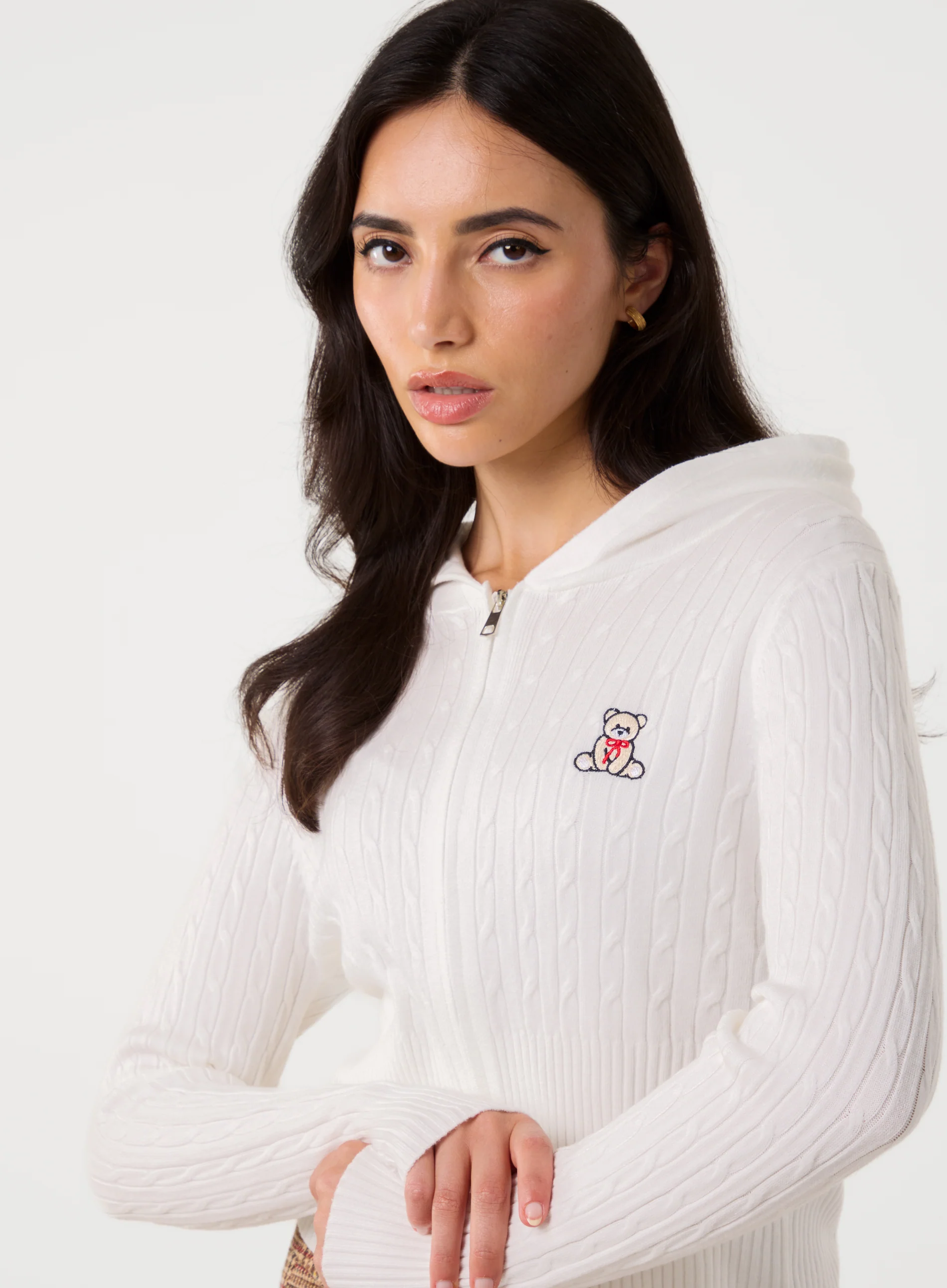 Cable Knit Bear Hoodie - Image 3