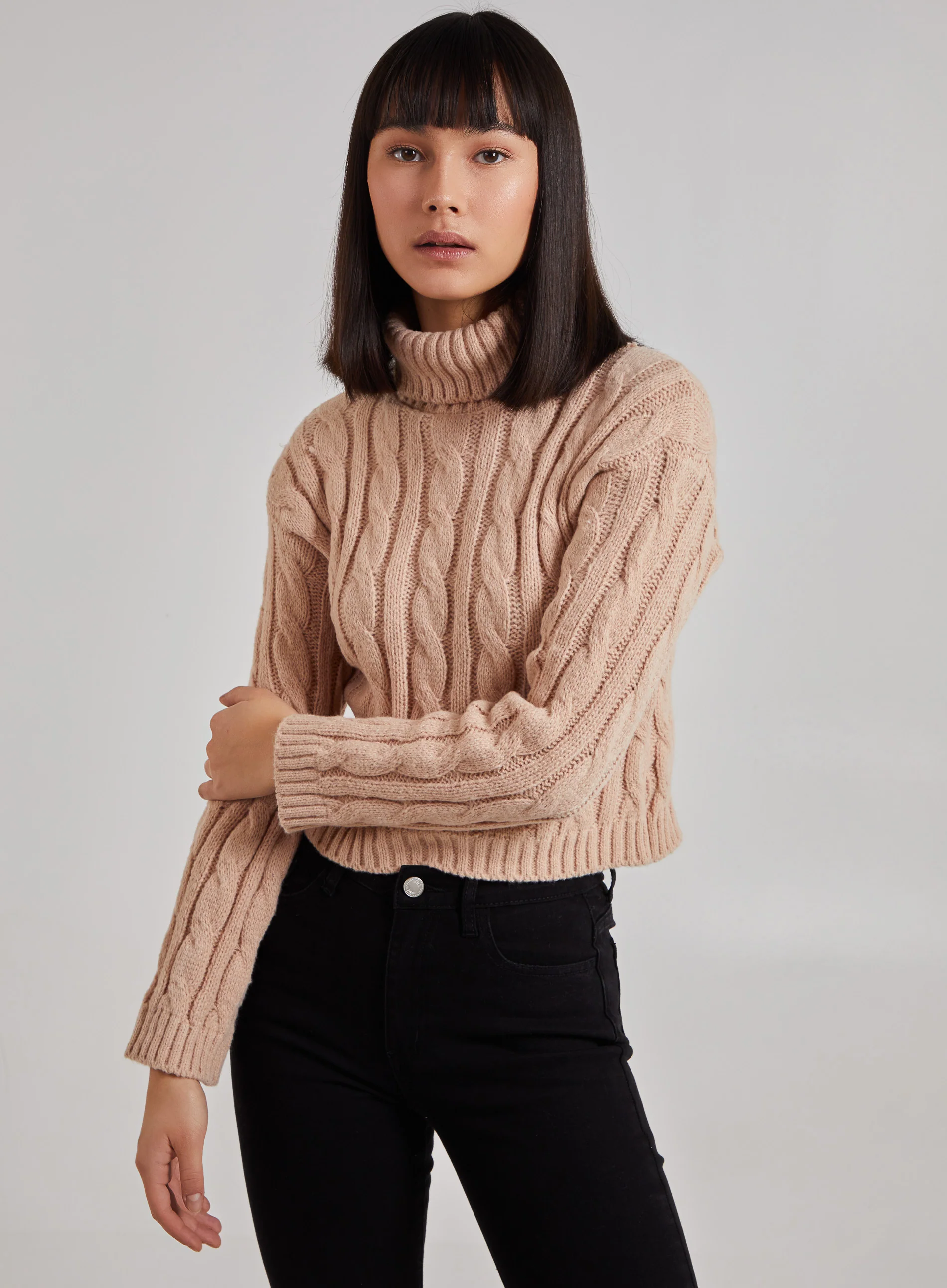 Cropped Cable Knit Jumper - Image 2